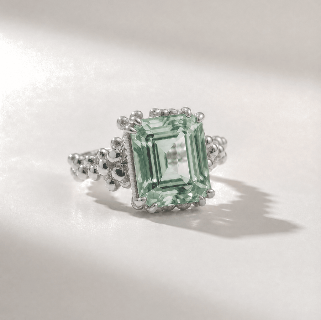 Gold or Silver Statement Green Quartz Ring - Giselle