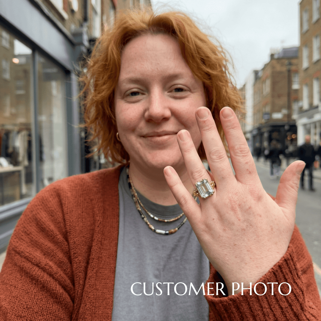 Gold or Silver Statement Green Quartz Ring - Giselle