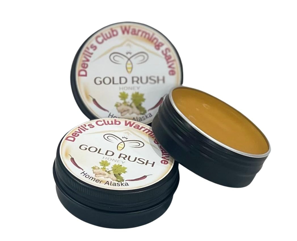 Devil's Club Warming Balm 2X – Gold Rush Honey | All-Natural Sore Muscle Salve