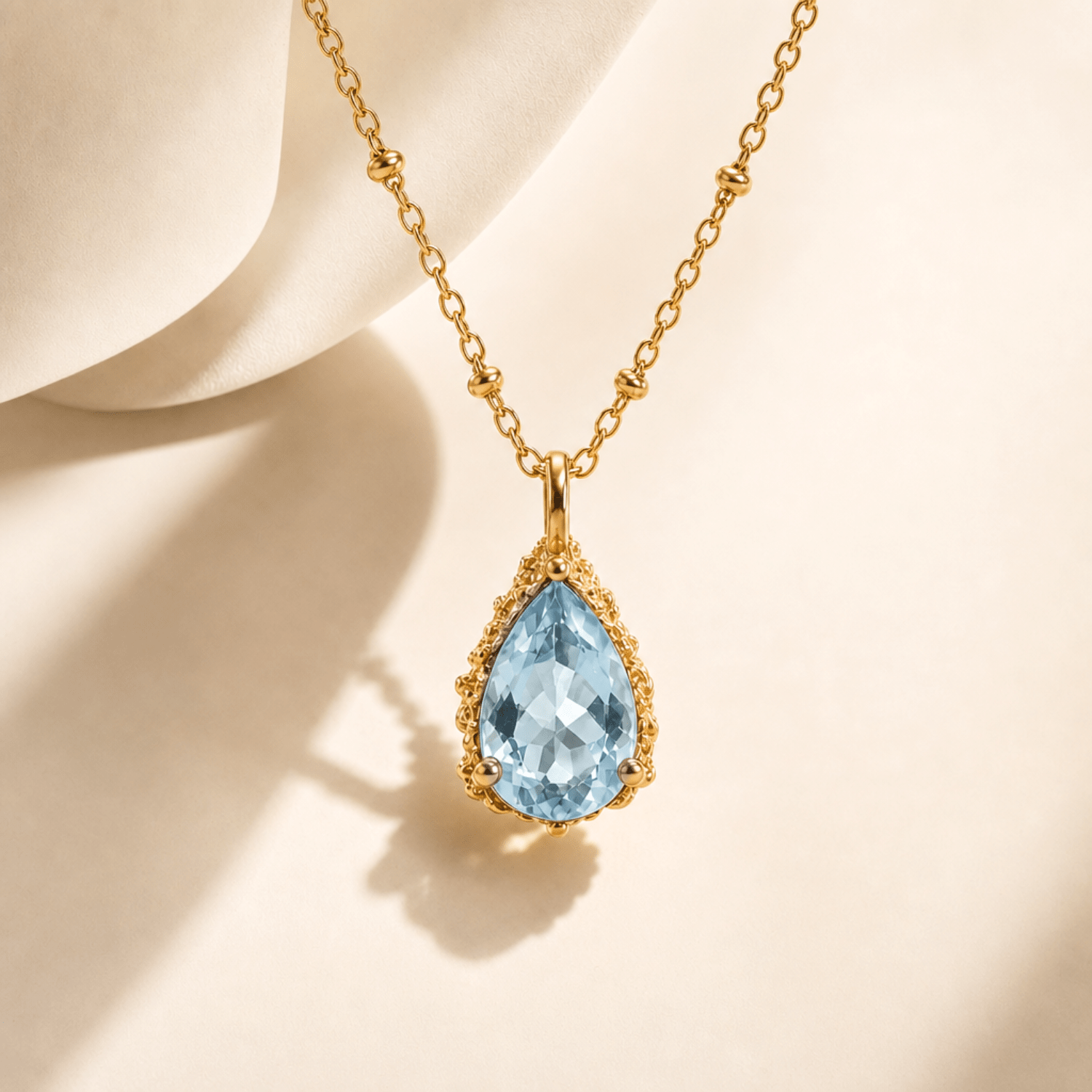 Gold Vermeil Blue Topaz Necklace - Aurelia