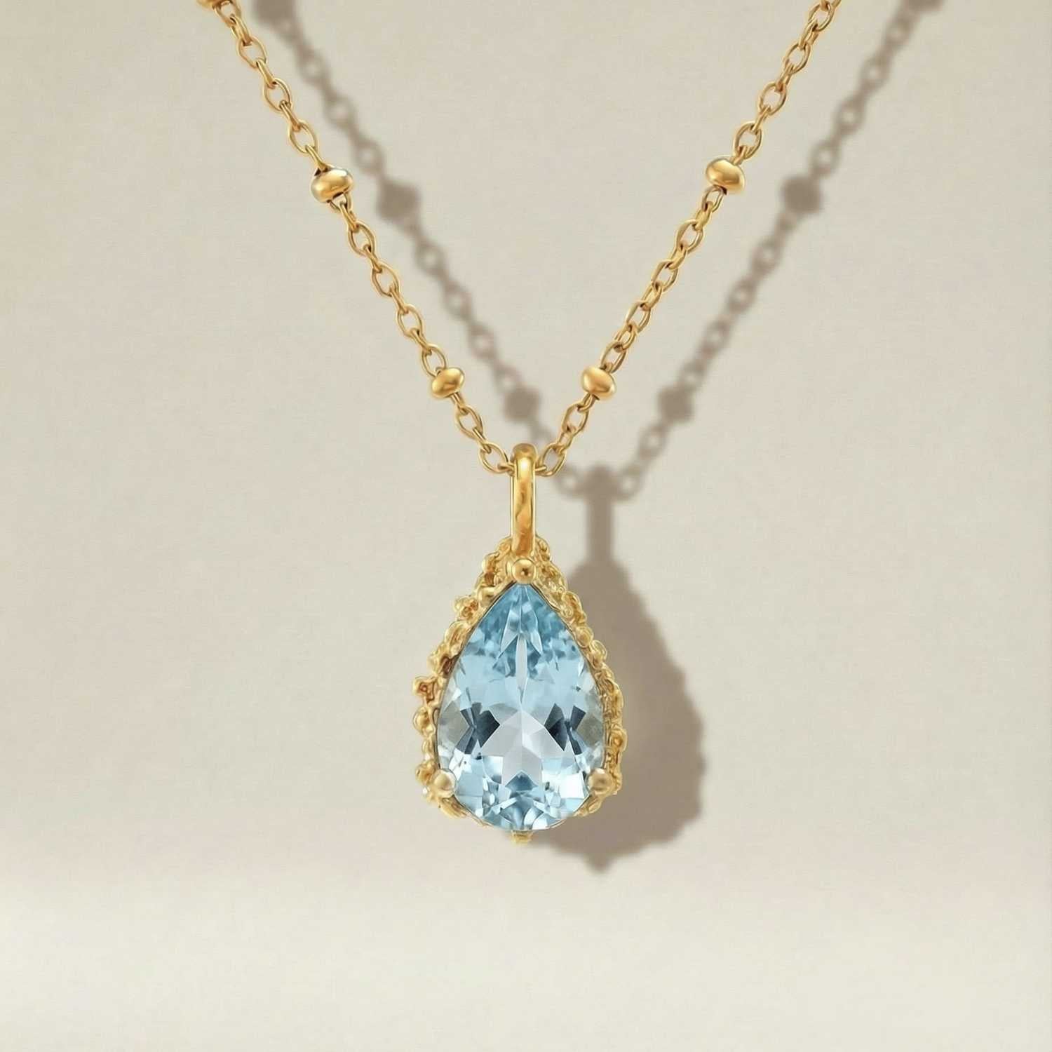 Gold Vermeil Blue Topaz Necklace - Aurelia
