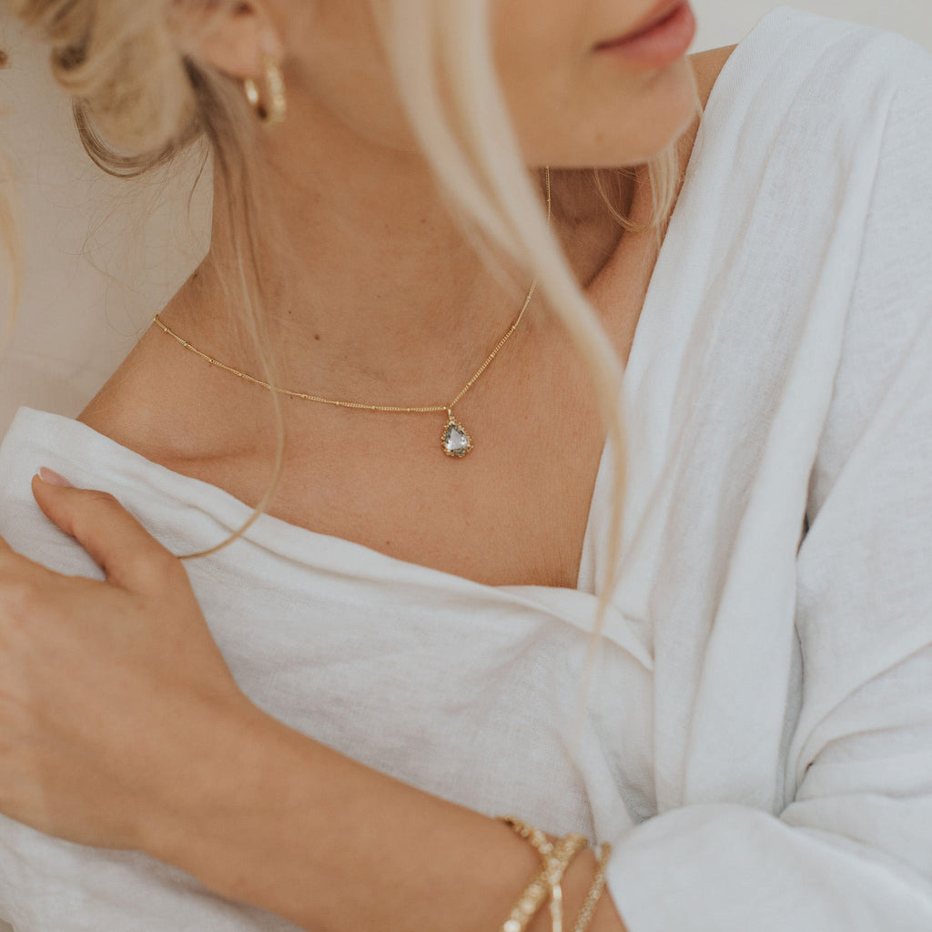 Gold Vermeil Green Quartz Necklace - Alba
