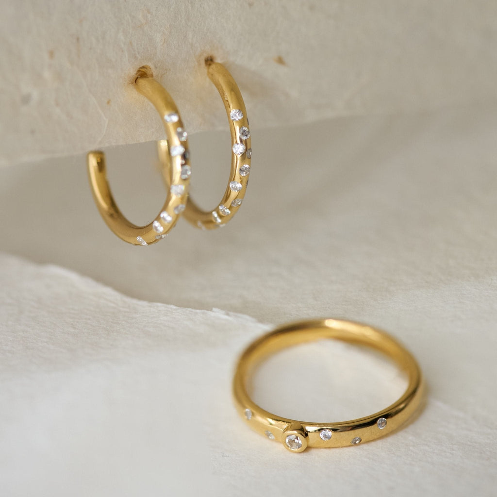 Gold White Topaz Gemstone - Seren Hoops