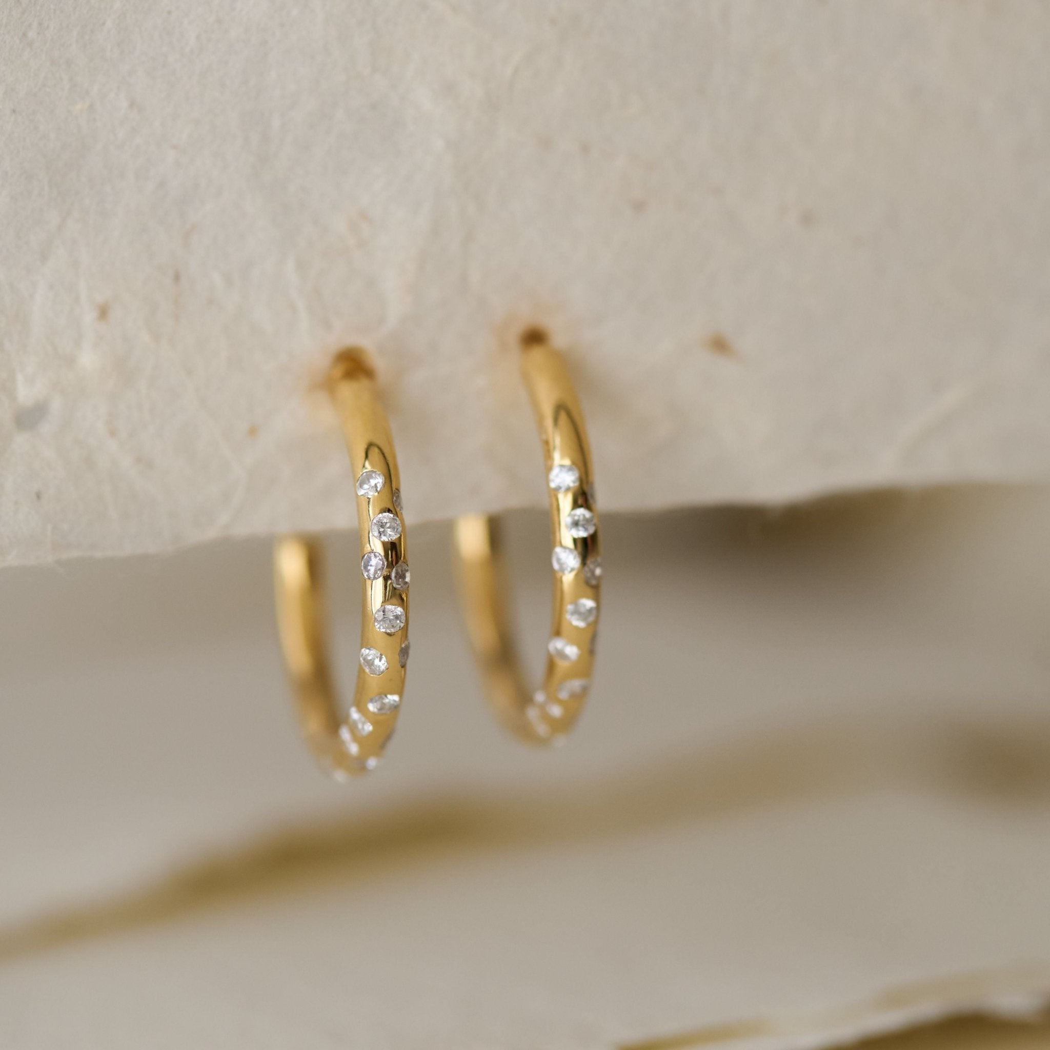 Gold White Topaz Gemstone - Seren Hoops