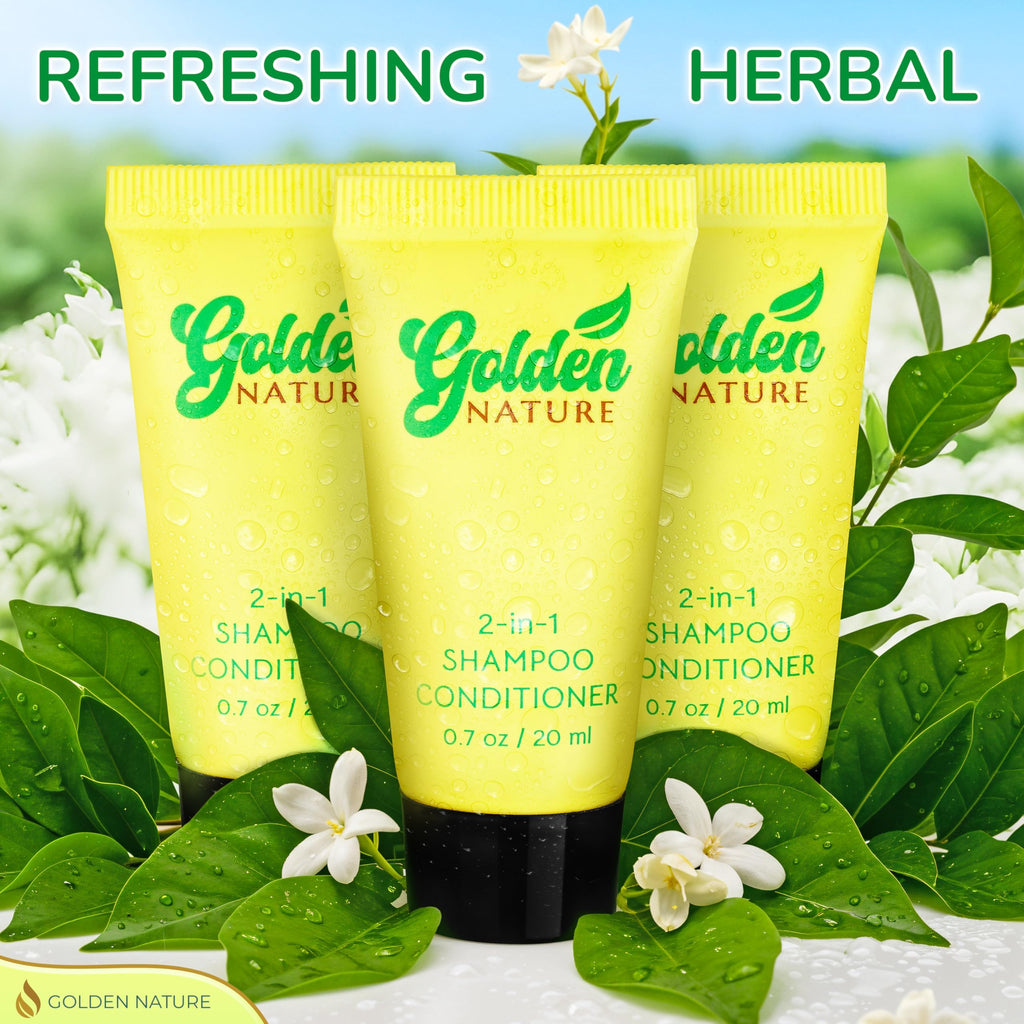 Golden Nature Travel-Size 2-in-1 Jasmine Shampoo & Conditioner - 0.7 oz, 100-Pack Bulk Hotel Toiletries