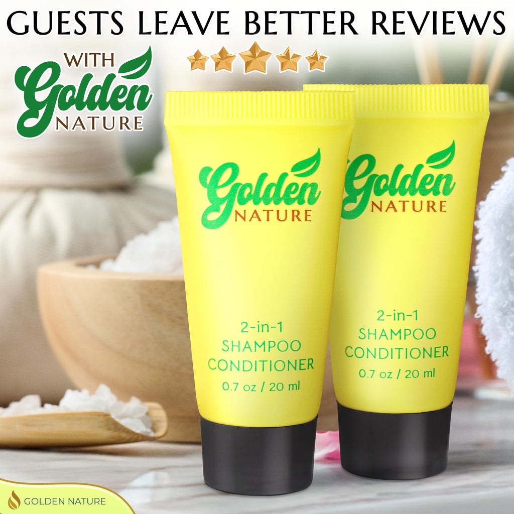 Golden Nature Travel-Size 2-in-1 Jasmine Shampoo & Conditioner - 0.7 oz, 100-Pack Bulk Hotel Toiletries