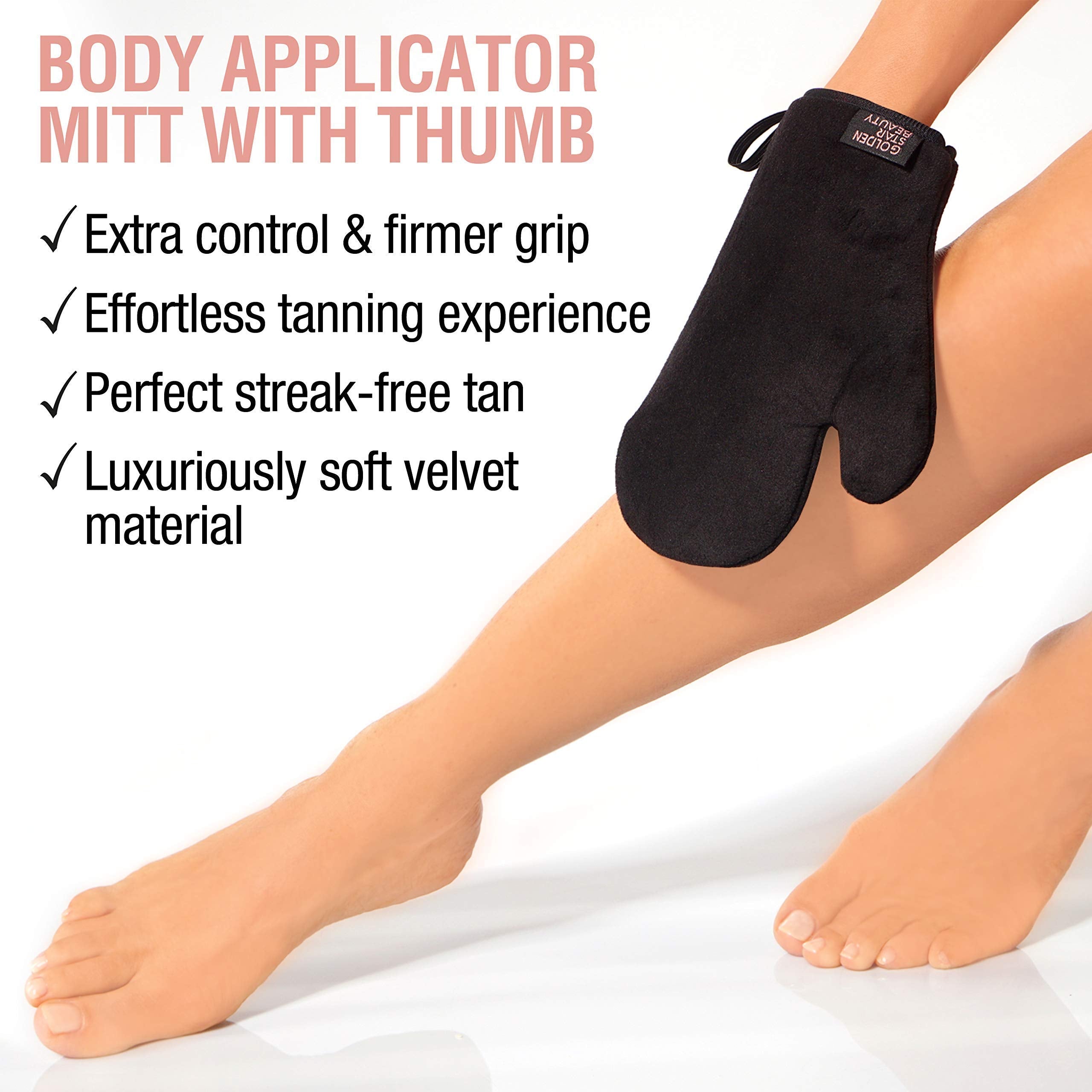 GOLDEN STAR BEAUTY Tanning Mitt Kit – Double-Sided Self Tanner Mitts for Body & Face with Exfoliation Mitt | Washable & Ultra-Soft