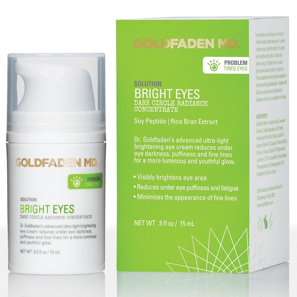 GOLDFADEN MD Bright Eyes Dark Circle Concentrate – Brightening Eye Cream with Soy Peptide, Arnica & Rice Bran
