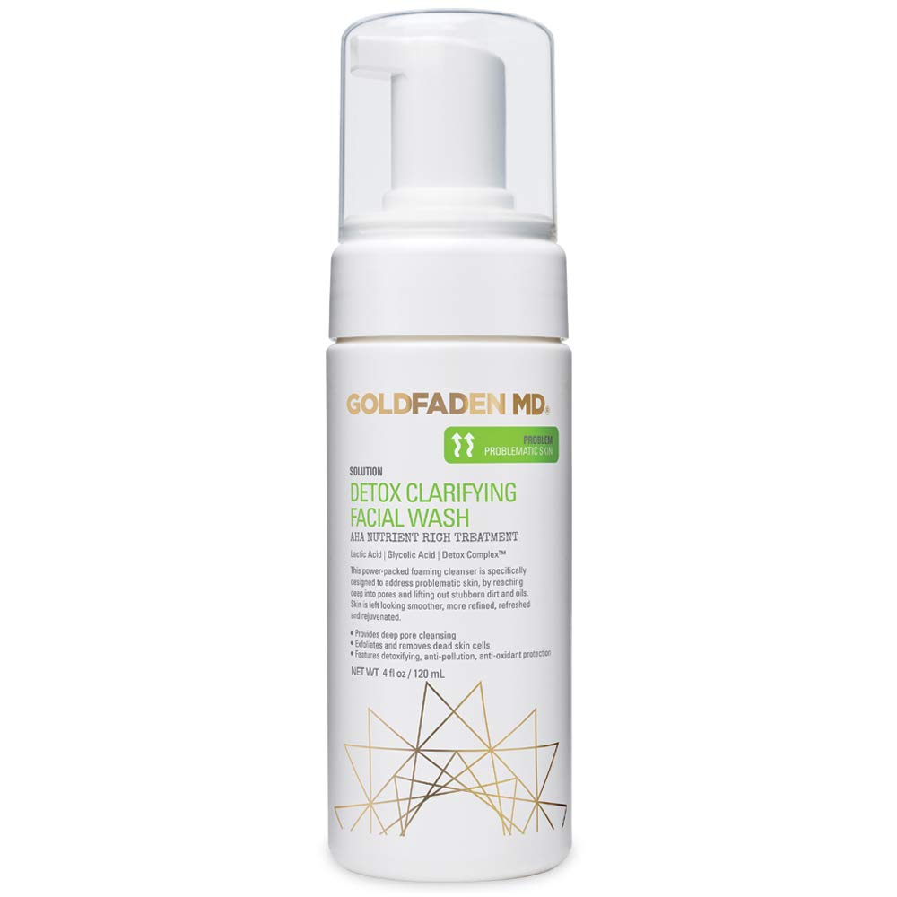 GOLDFADEN MD Detox Clarifying Foaming Cleanser | Glycolic & Lactic Acids + Detox Complex™ | 4 fl oz