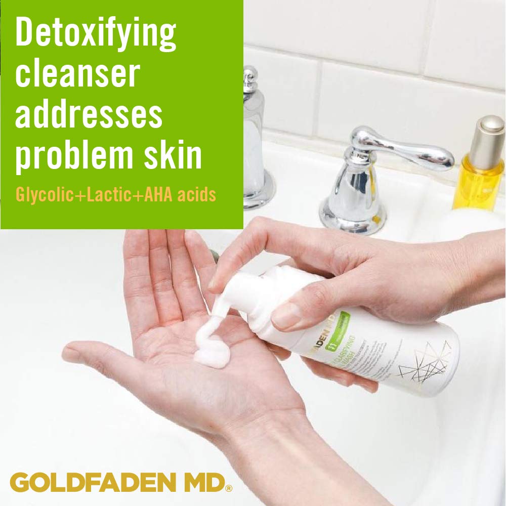 GOLDFADEN MD Detox Clarifying Foaming Cleanser | Glycolic & Lactic Acids + Detox Complex™ | 4 fl oz