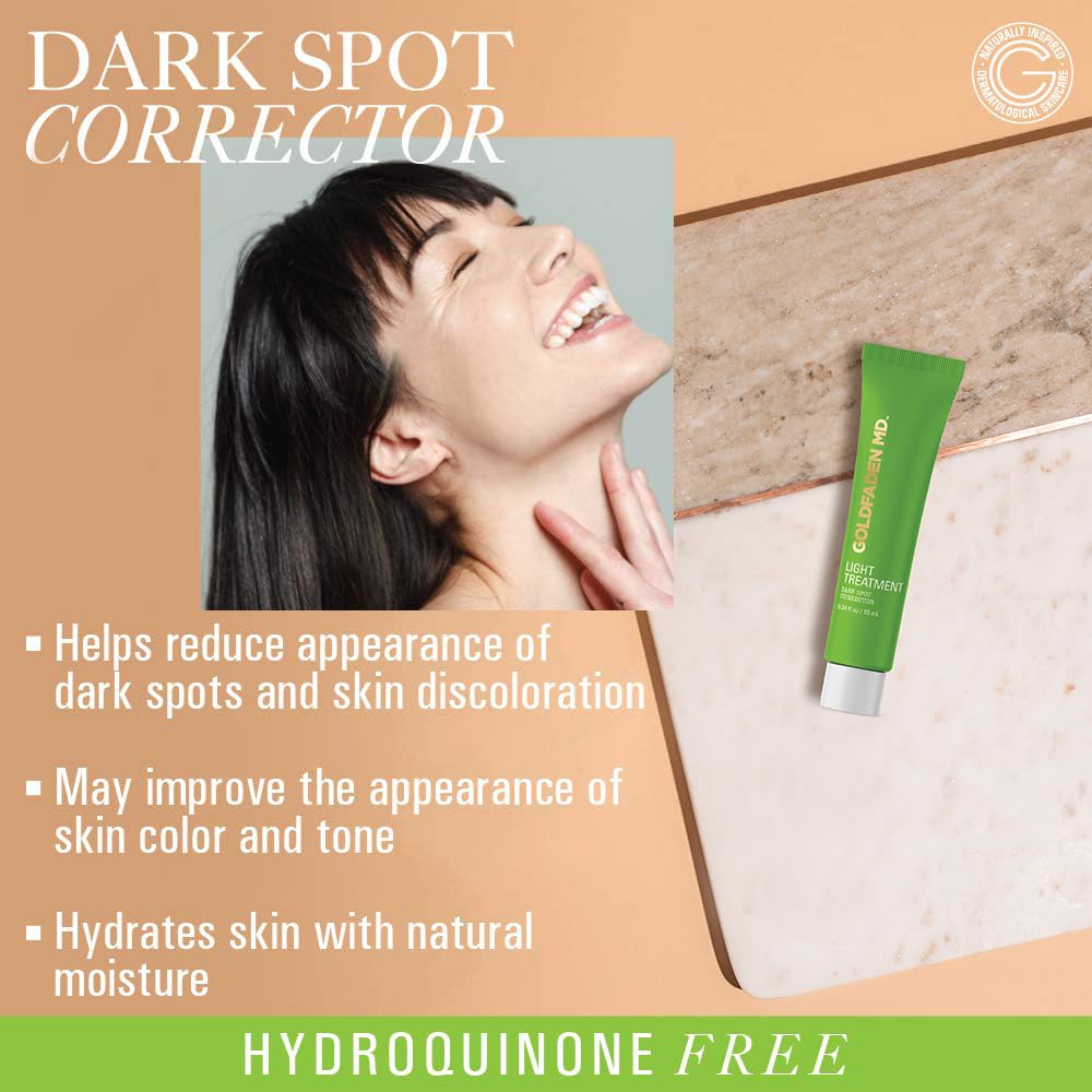 GOLDFADEN MD Light Treatment Dark Spot Corrector — Hydroquinone Free, Alpha Arbutin, Hyaluronic Acid | Trial .34 Fl Oz