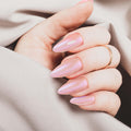 Goldfinger False Nails Kit – Glazed Long Almond Pearl Glitter, Easy Press-On