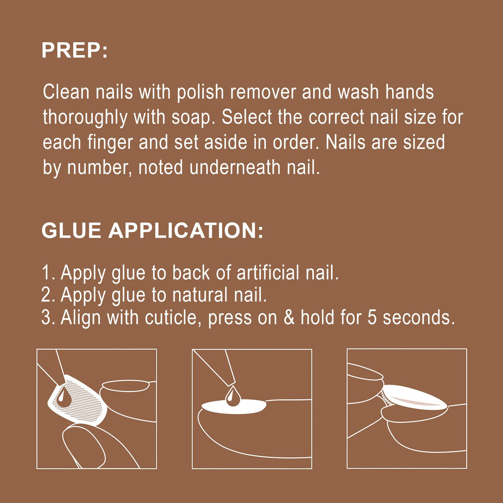 Goldfinger False Nails Kit – Glazed Long Almond Pearl Glitter, Easy Press-On