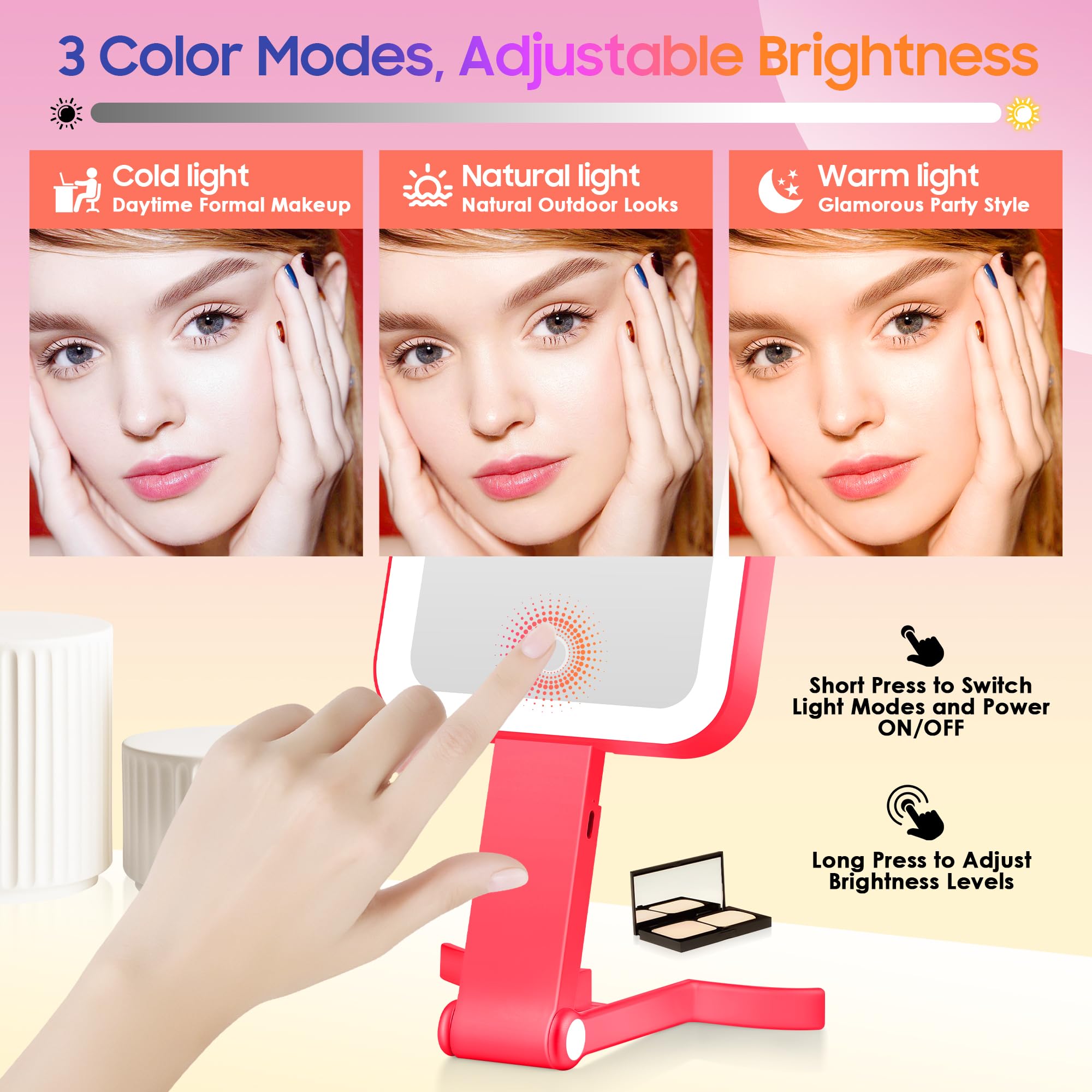 GOMIPURU Magnifying Travel Mirror with Light – 30X/1X, Foldable & Portable