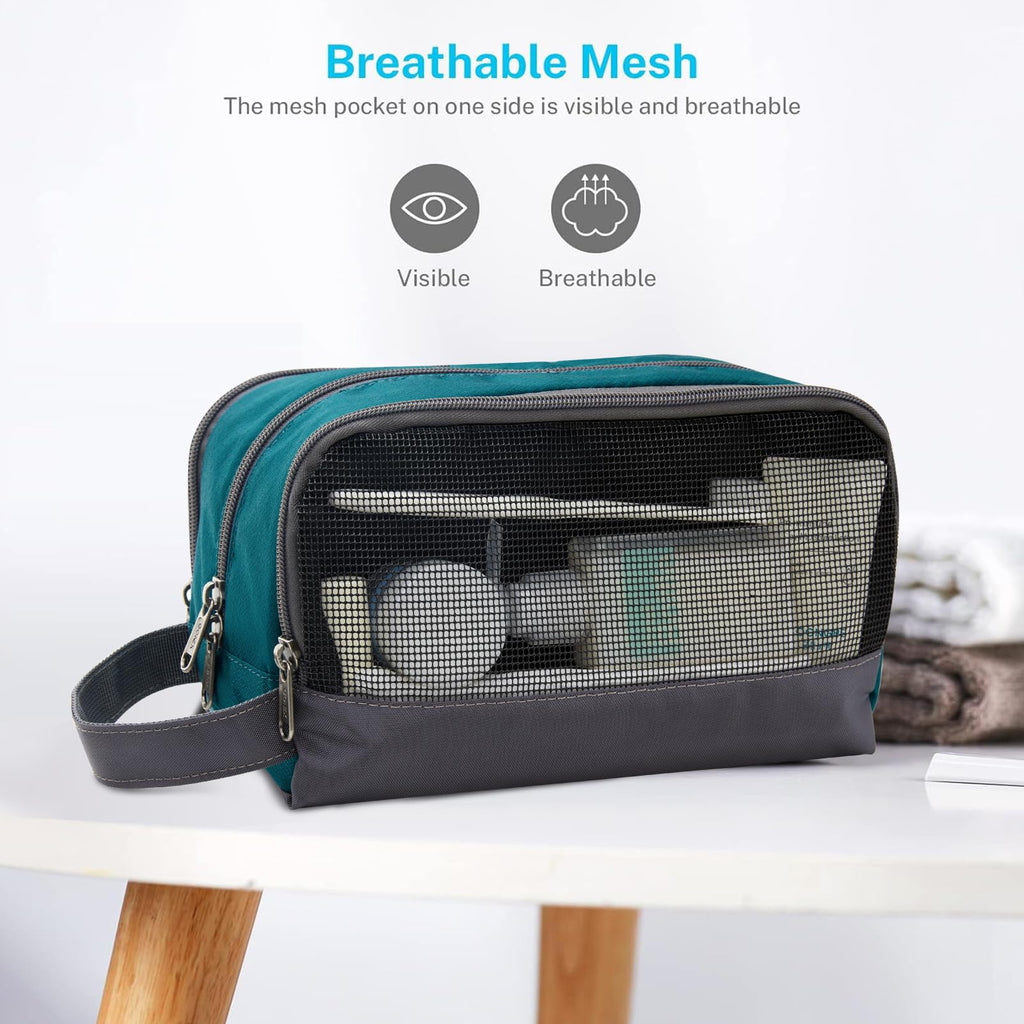 Gonex Travel Toiletry Bag Nylon – Peacock Green, Lightweight & Water-Resistant