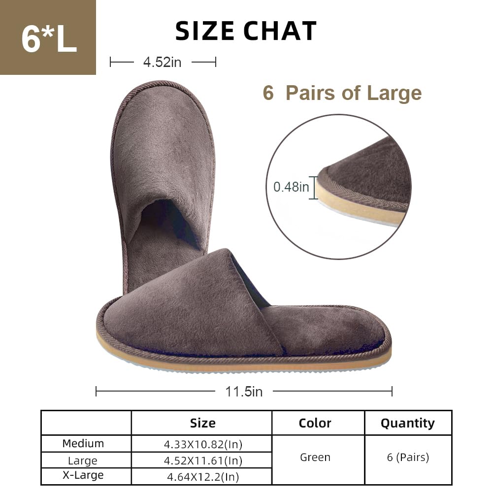 GONG GONG 6 Pairs Non-Slip Disposable Slippers | Crystal Velvet, Washable & Reusable