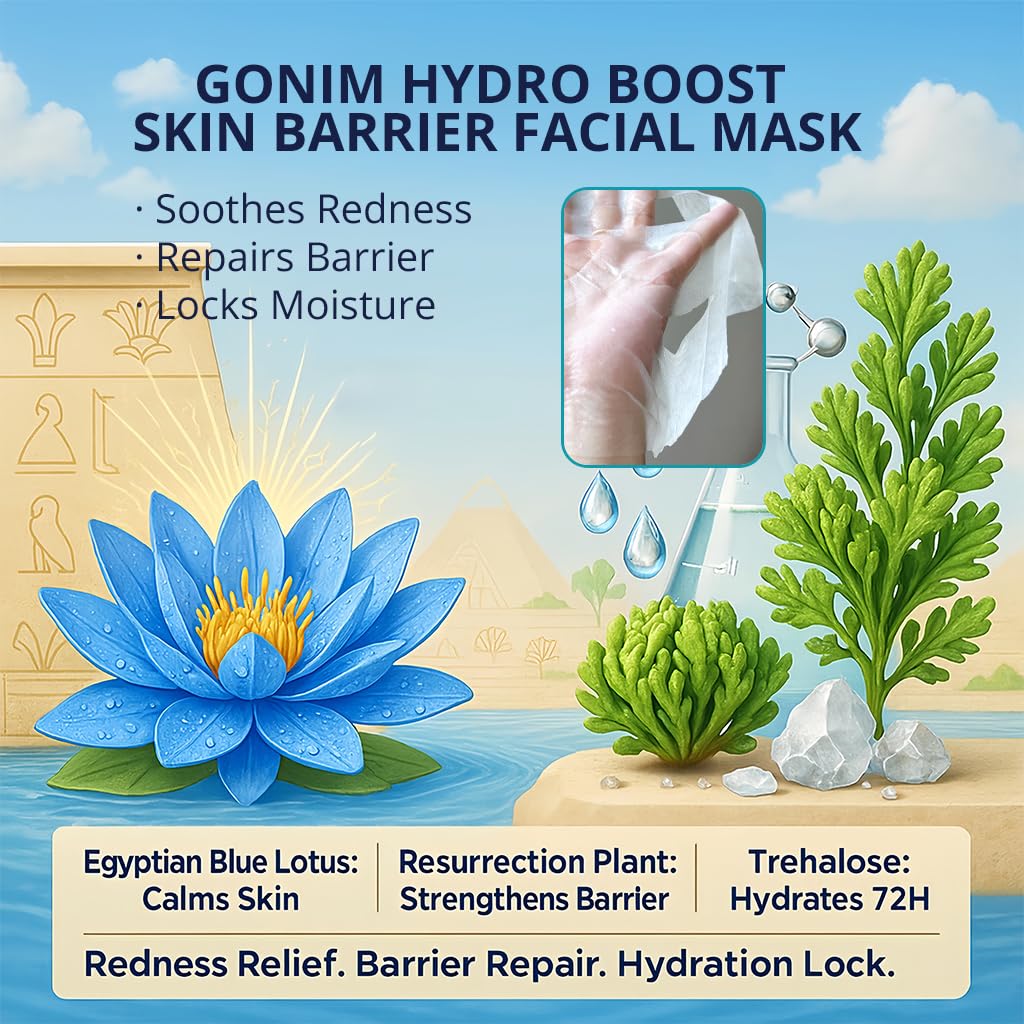 GONIM Face Mask with 7x Hyaluronic Acid & Vitamin C — Hydration & Collagen Activation (30ml x10)