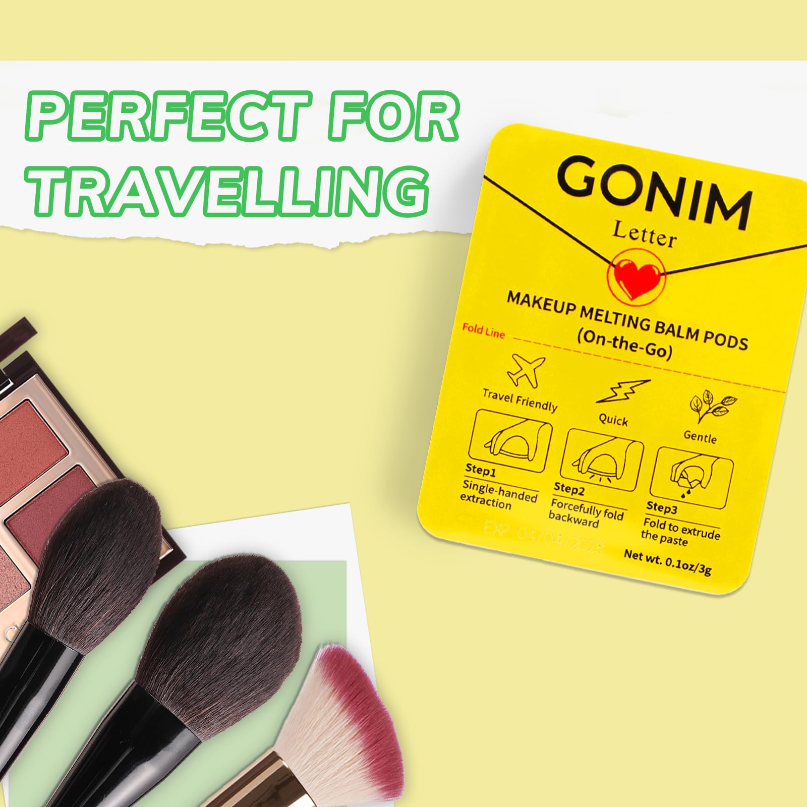 GONIM Cleansing Balm Makeup Remover – Travel-Size Hydrating Facial Cleanser On-The-Go (3 g x 15 pods)
