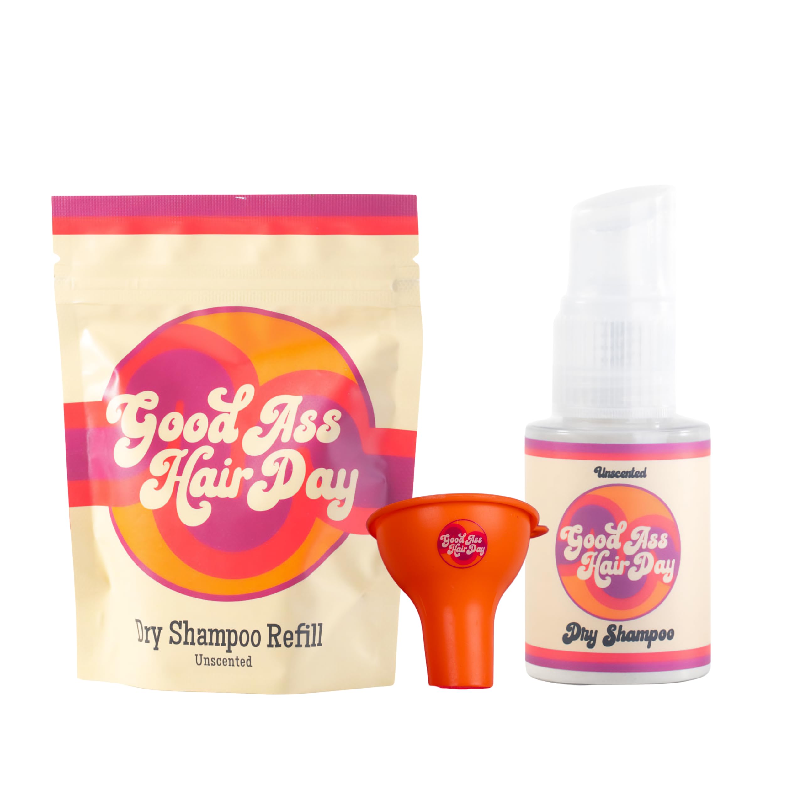 Good A Hair Day Powder Dry Shampoo Bottle + Refill + Funnel VALUE BUNDLE | All Natural, Talc-Free, Handmade in WI