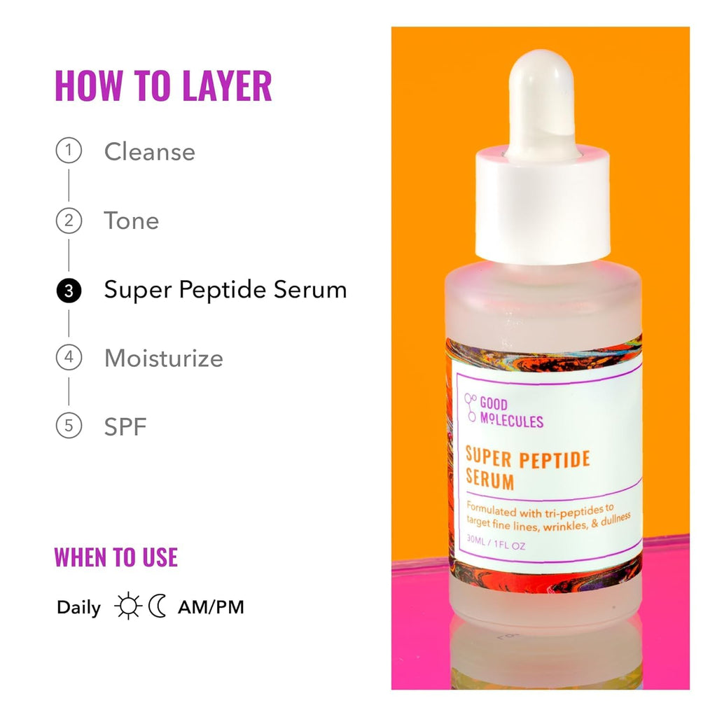 Good Molecules Super Peptide Serum Pack 3 – Lightweight, Water-Based Peptide Serum (30 ml)