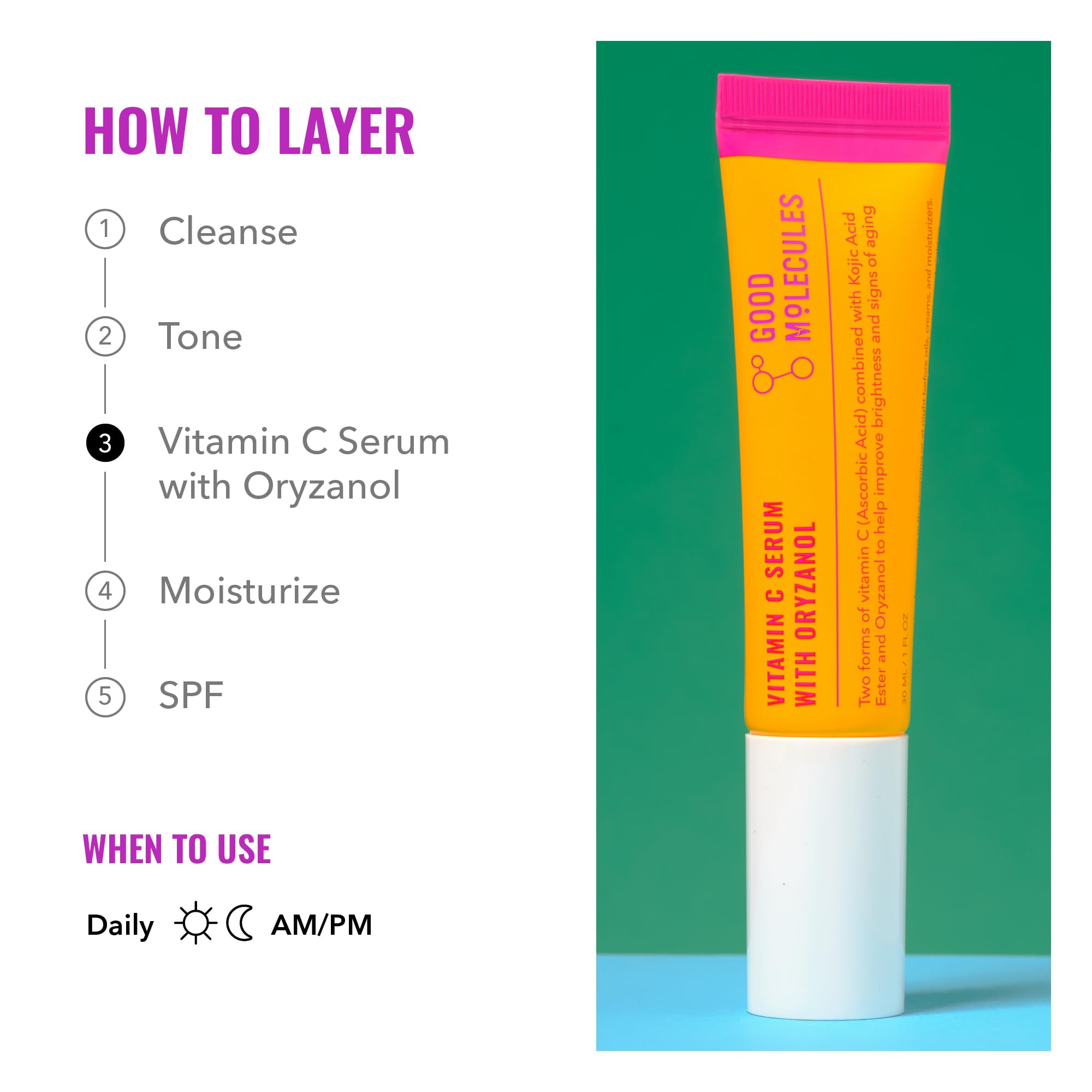 Good Molecules Vitamin C Serum with Oryzanol — Even Tone & Brightening