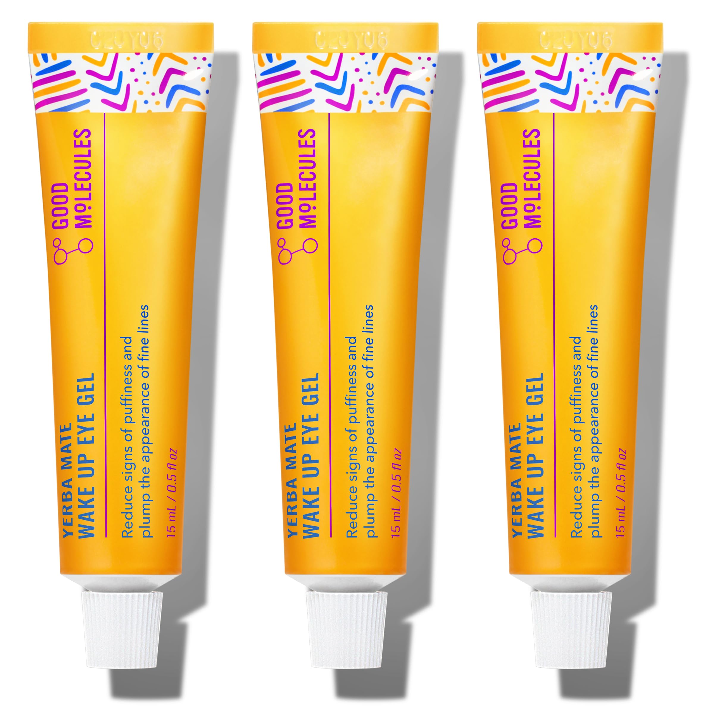 Good Molecules Yerba Mate Wake Up Eye Gel Pack 3 – 15 ml Each | Hydrating Under-Eye Gel with Hyaluronic Acid & Caffeine