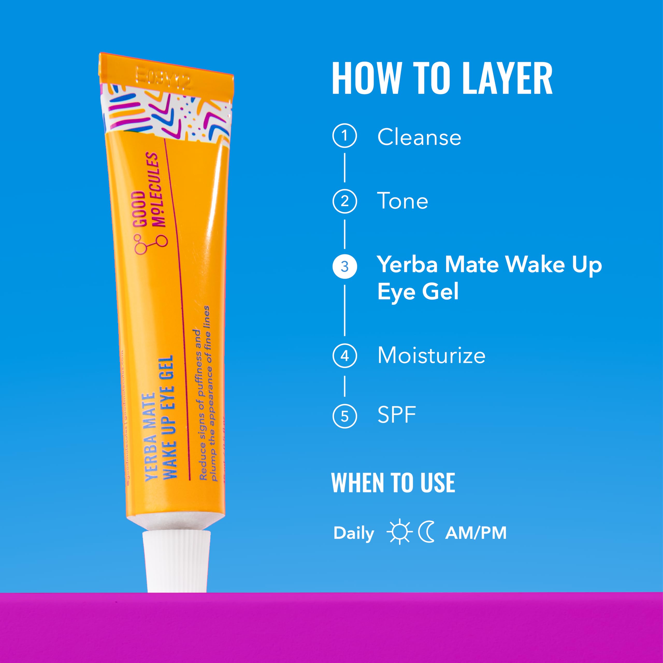 Good Molecules Yerba Mate Wake Up Eye Gel Pack 3 – 15 ml Each | Hydrating Under-Eye Gel with Hyaluronic Acid & Caffeine