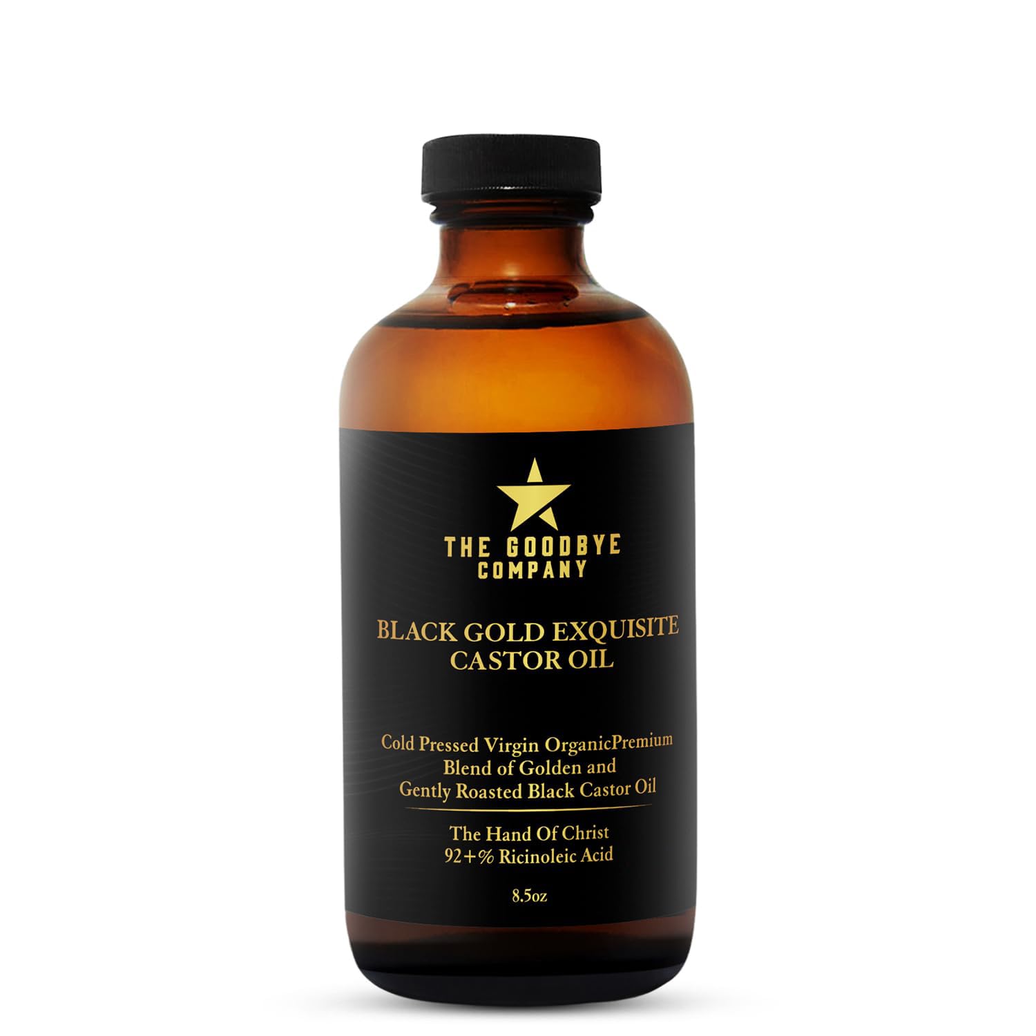 The Goodbye Company Black & Gold Castor Oil Blend – Cold-Pressed, Hexane-Free, Unrefined for Hair, Skin, Eyelashes & Eyebrows