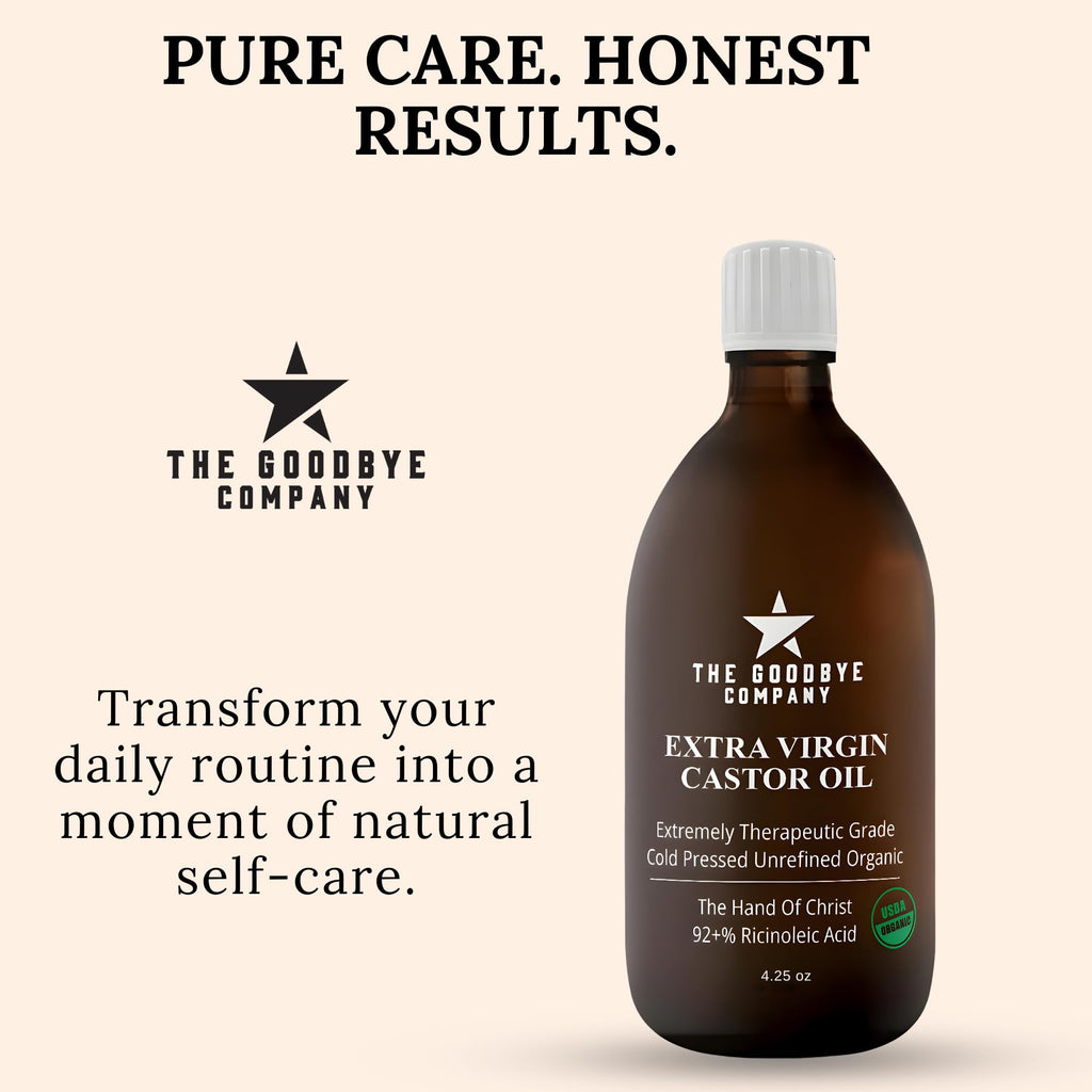 Goodbye Company USDA Organic Cold-Pressed Castor Oil – 8.5 oz Glass, Hexane-Free, Small Batch