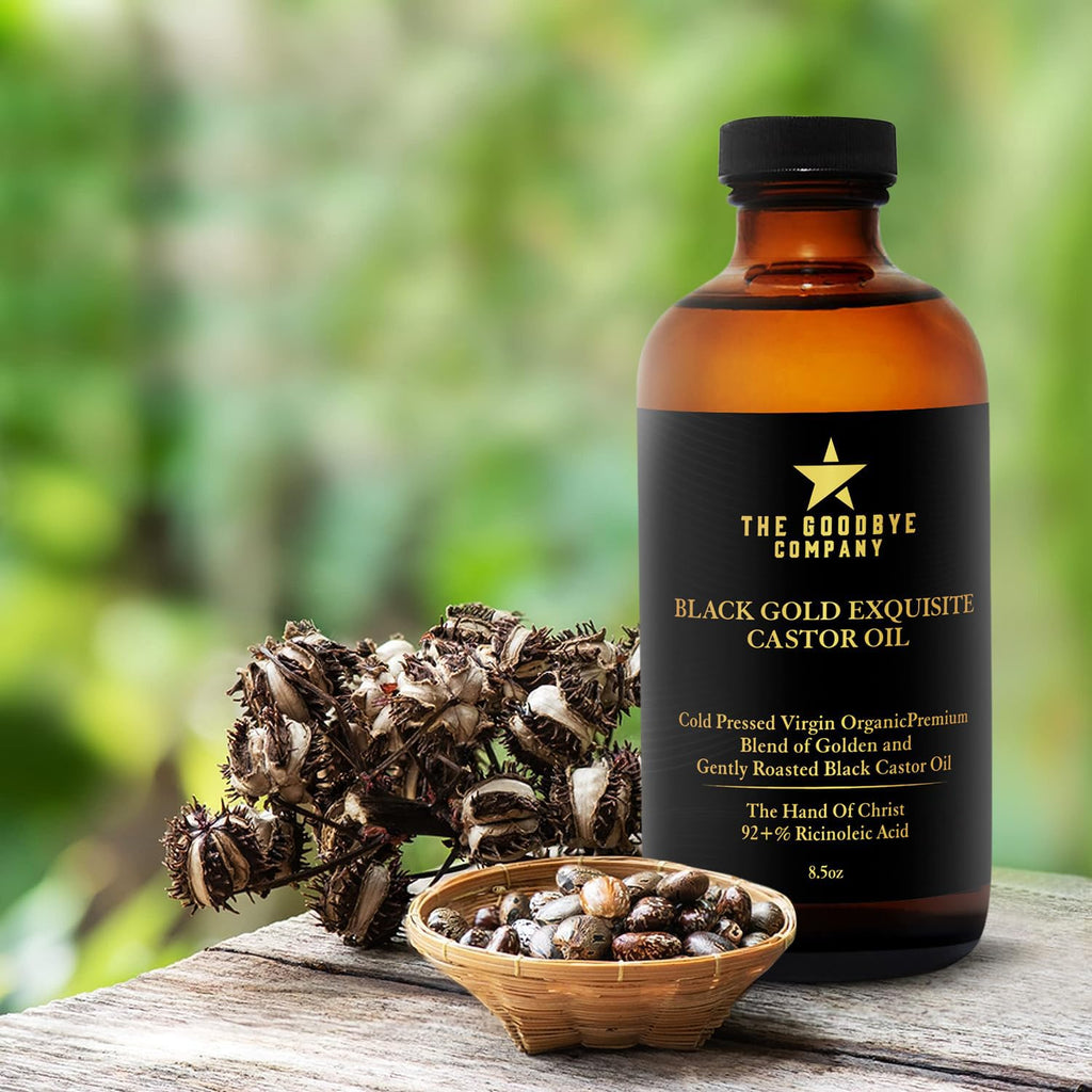 The Goodbye Company Black & Gold Castor Oil Blend – Cold-Pressed, Hexane-Free, Unrefined for Hair, Skin, Eyelashes & Eyebrows