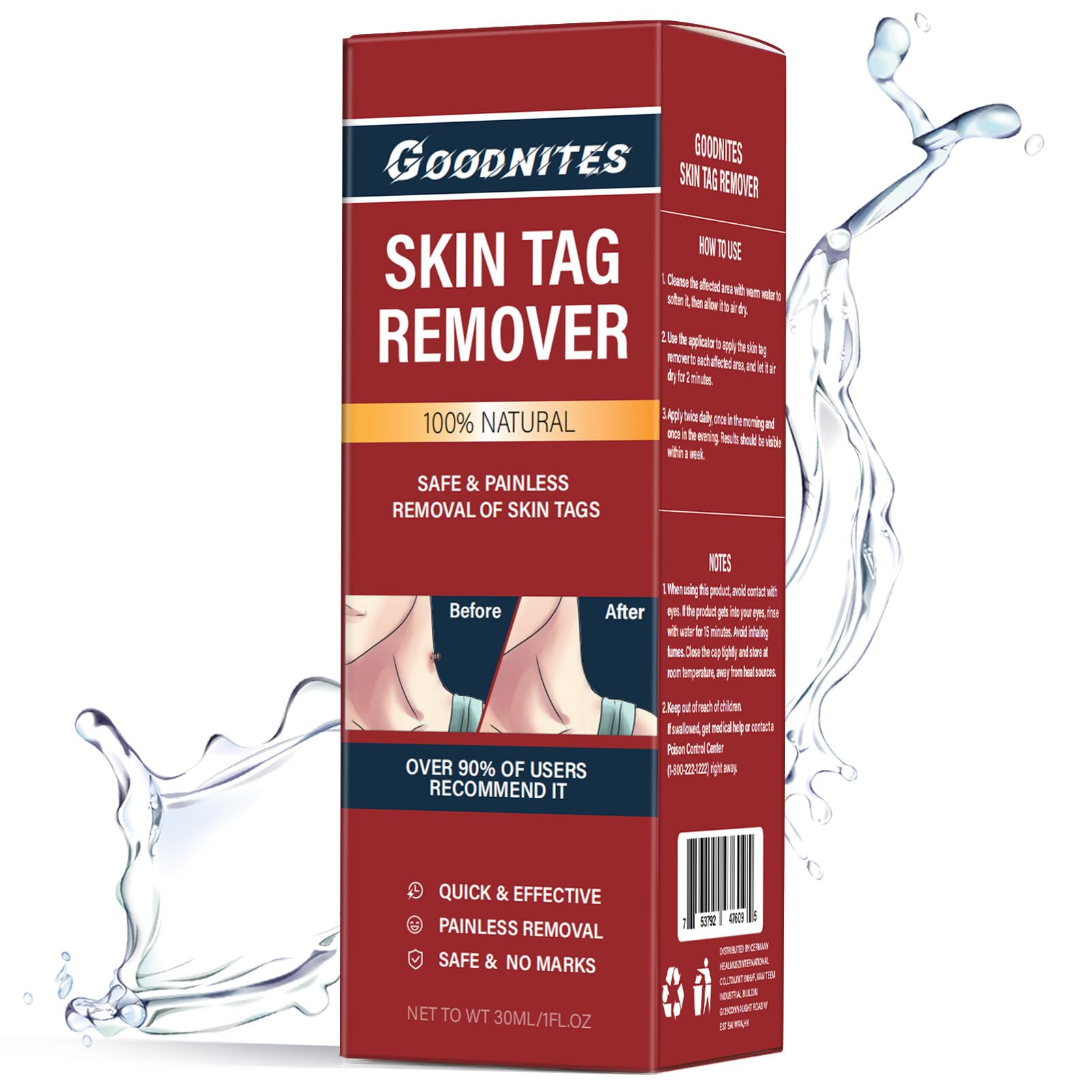 Goodnites Skin Tag Remover – Fast-Acting Gentle Salicylic Acid Formula for Neck, Underarms, Groin | 112 PCS