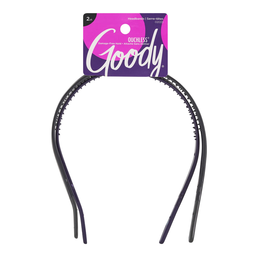 Goody Ouchless Flex Thin Headband – Pain-Free Comfort for All Hair Types, 2-Count Pack