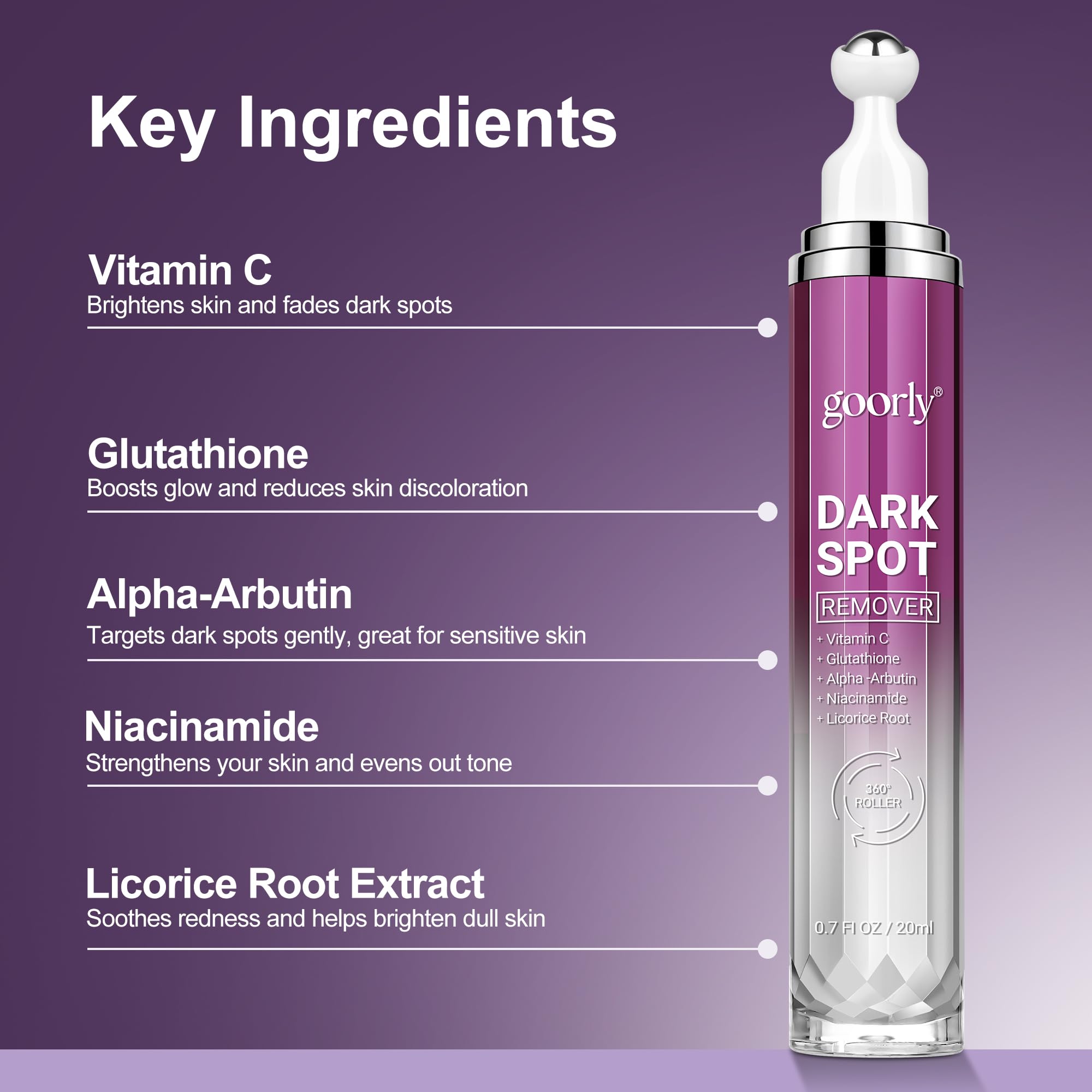 Goorly Dark Spot Remover Serum for Face & Body – Vitamin C, Niacinamide, Glutathione | 0.7 fl oz