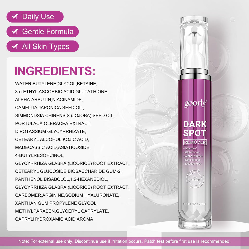 Goorly Dark Spot Remover Serum for Face & Body – Vitamin C, Niacinamide, Glutathione | 0.7 fl oz