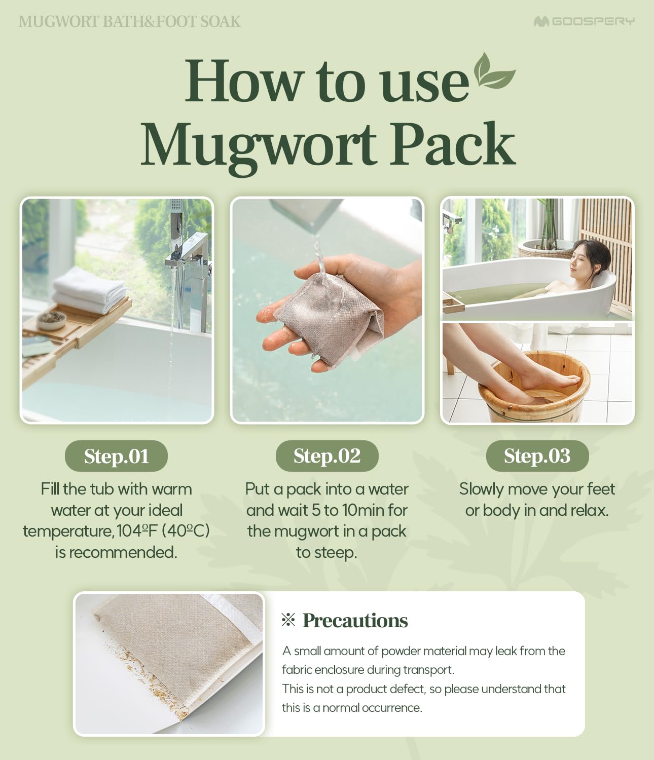 GOOSPERY Monage Korean Organic Mugwort Bath & Foot Soak (10 Pack) – Home Spa Therapy