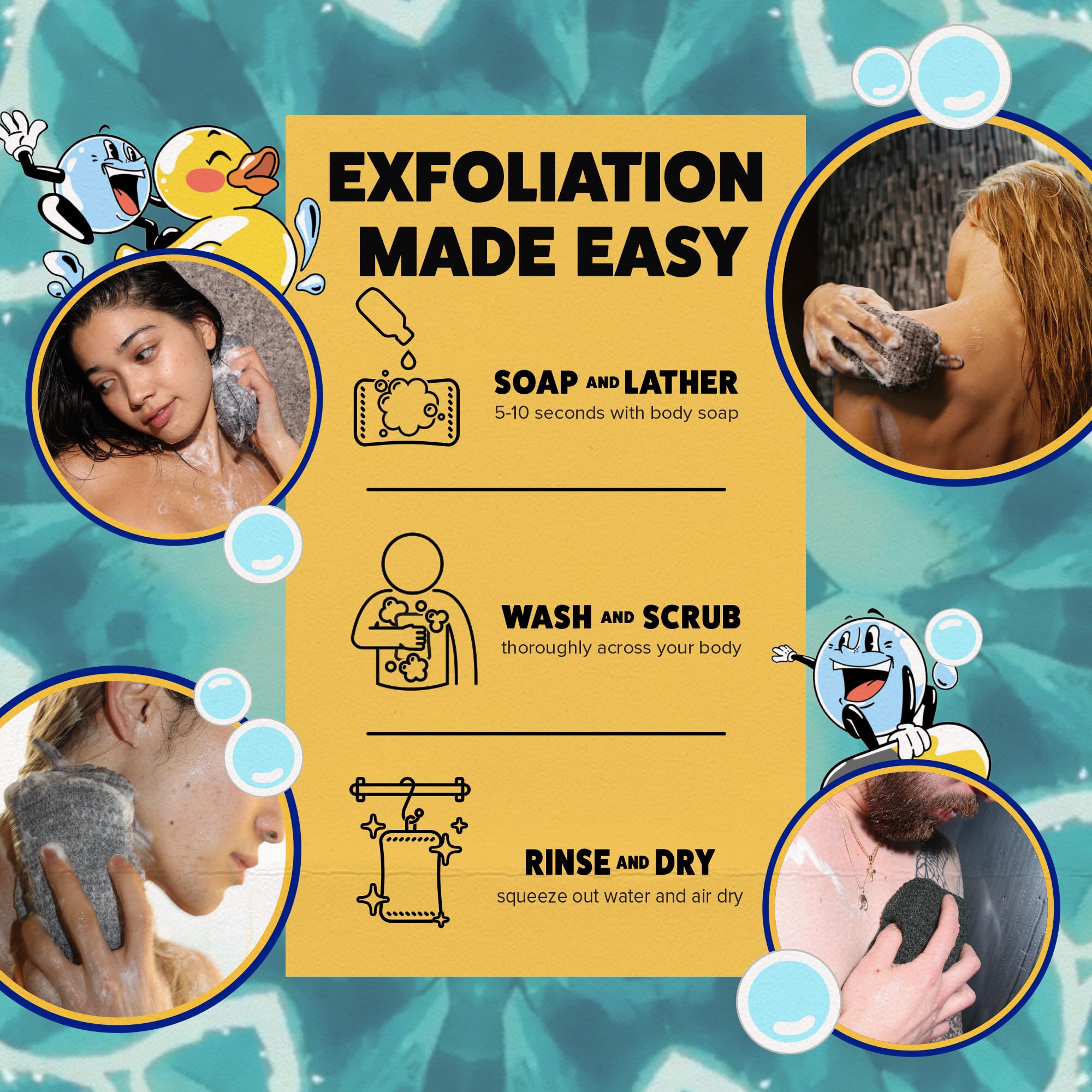 GOSHI Exfoliating Shower Sponge – Rip-Resistant, Rapid-Dry (Japan Made)