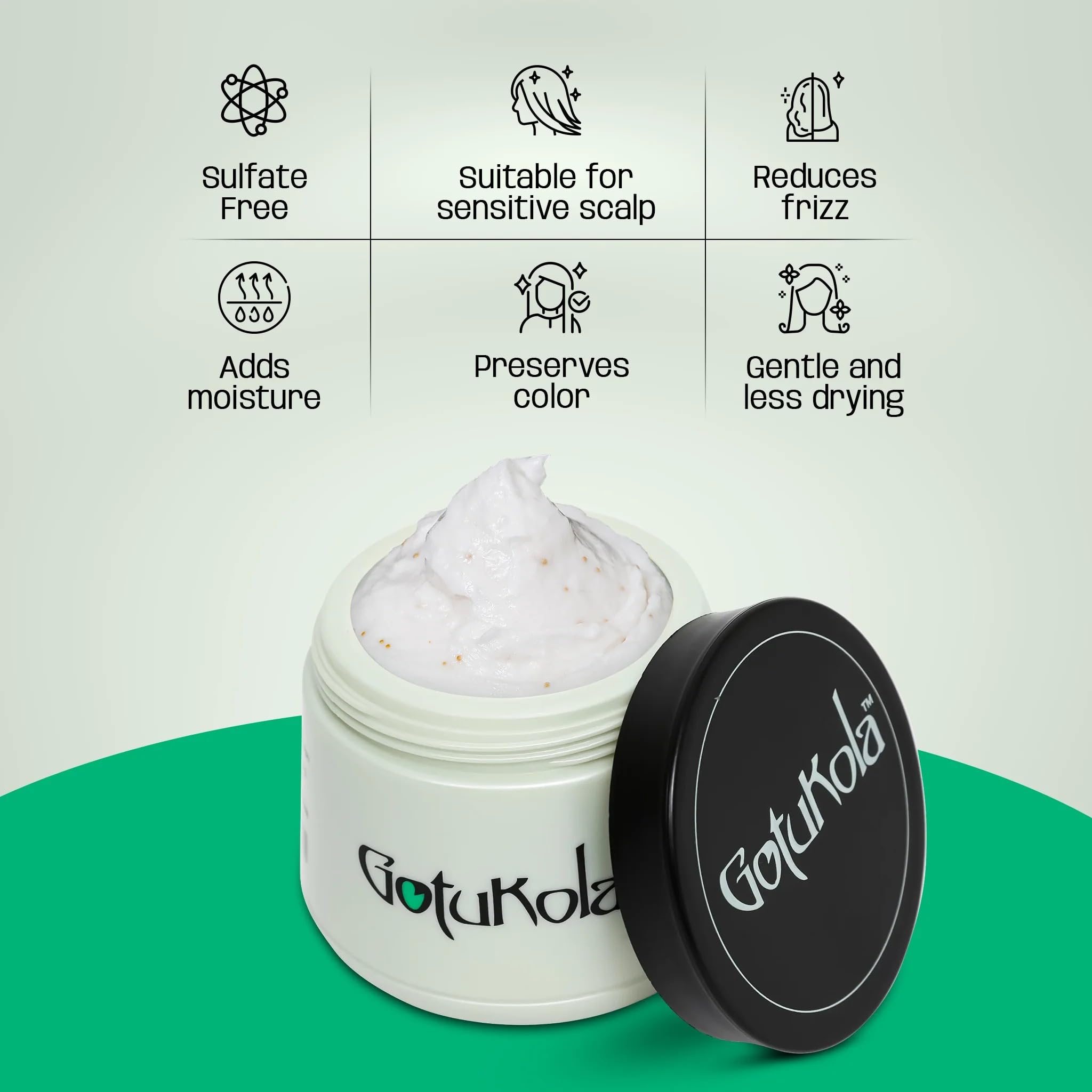 Gotukola Hair Masks Collection – Keratin Deep Repair Mask & One-Minute Revival Mask for Damaged, Dry & Color-Treated Hair (Green)