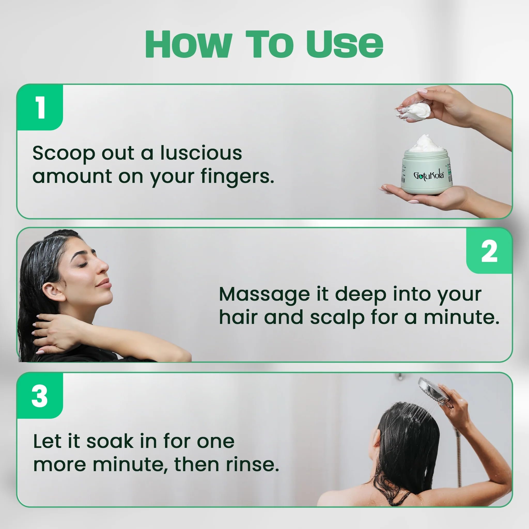 Gotukola Hair Masks Collection – Keratin Deep Repair Mask & One-Minute Revival Mask for Damaged, Dry & Color-Treated Hair (Green)