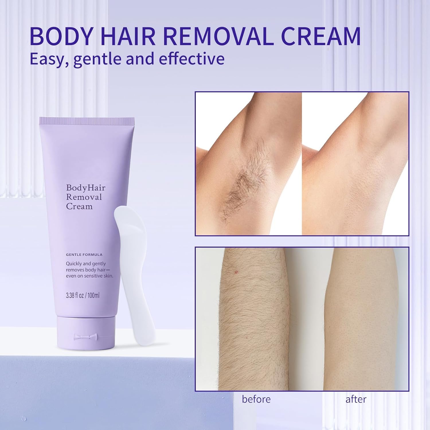 GOWEGO Hair Removal Cream for Sensitive Skin | Facial, Body, Bikini, Arms, Legs (3.38 fl oz)