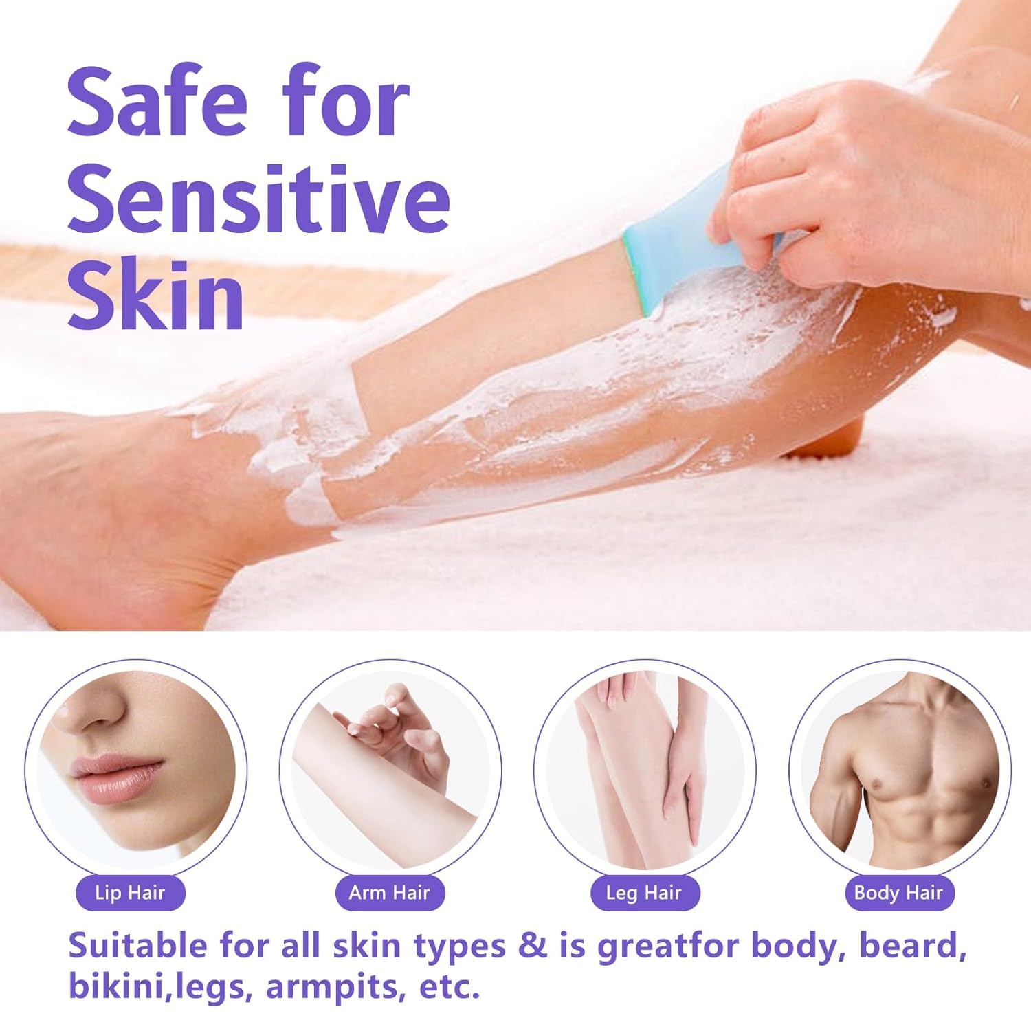 GOWEGO Hair Removal Cream for Sensitive Skin | Facial, Body, Bikini, Arms, Legs (3.38 fl oz)
