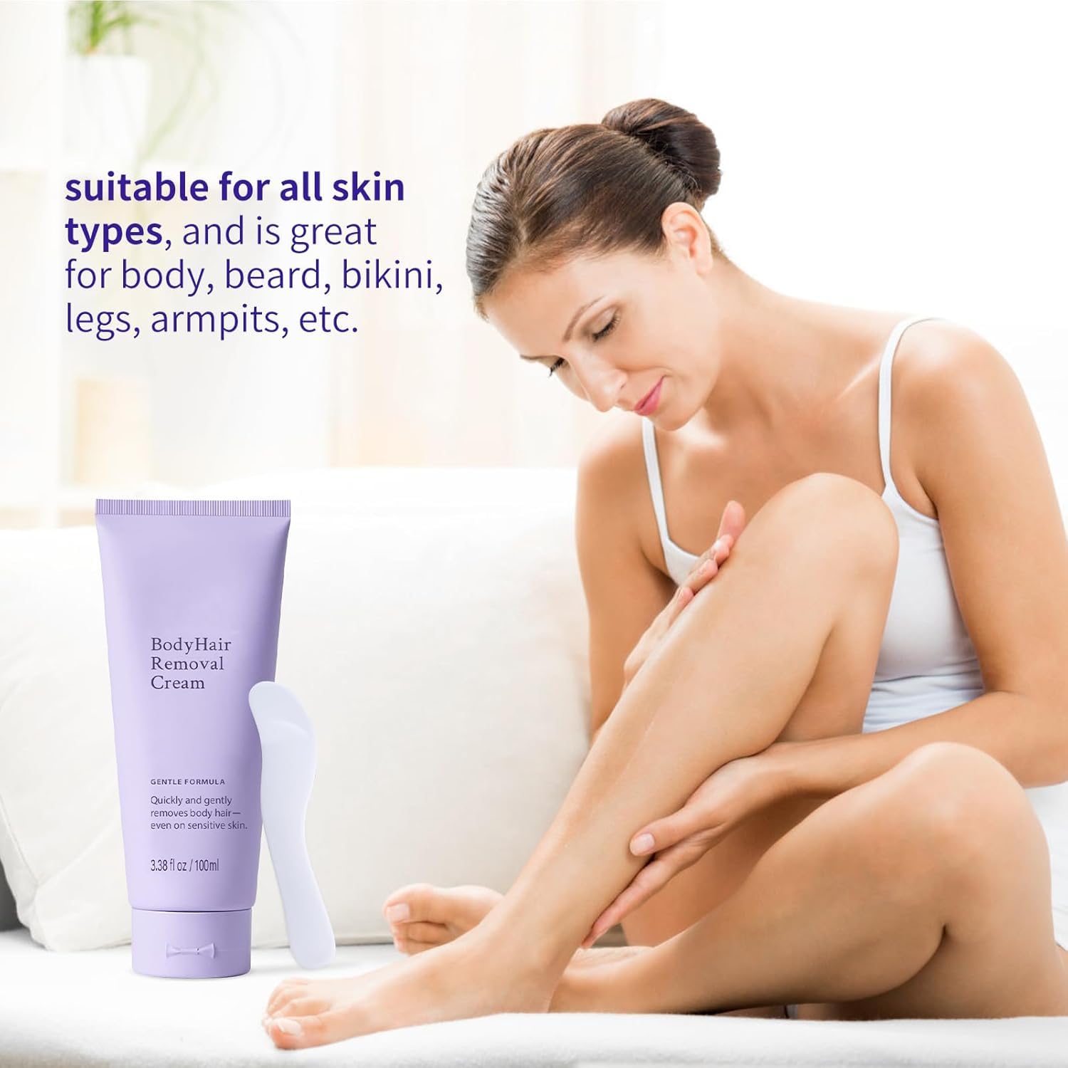 GOWEGO Hair Removal Cream for Sensitive Skin | Facial, Body, Bikini, Arms, Legs (3.38 fl oz)