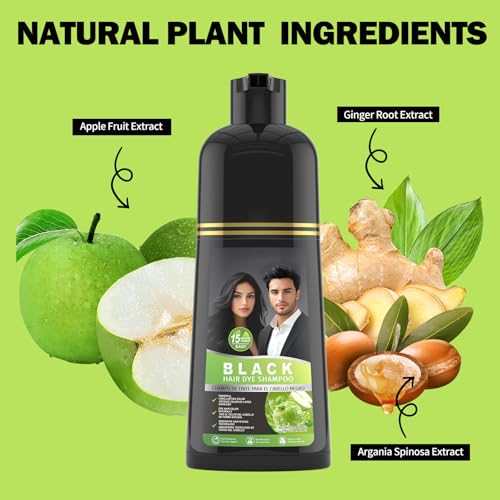 gowwim Black Hair Dye Shampoo – Plant-Based Instant Grey Coverage (Black5)