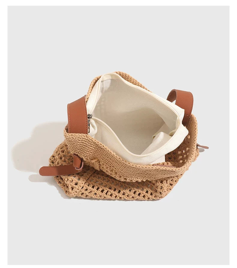 Crochet Cotton Thread Shoulder Bag for Women Large Urban Tote Handbag