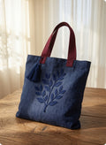 Retro Embroidered Plant Tote Bag