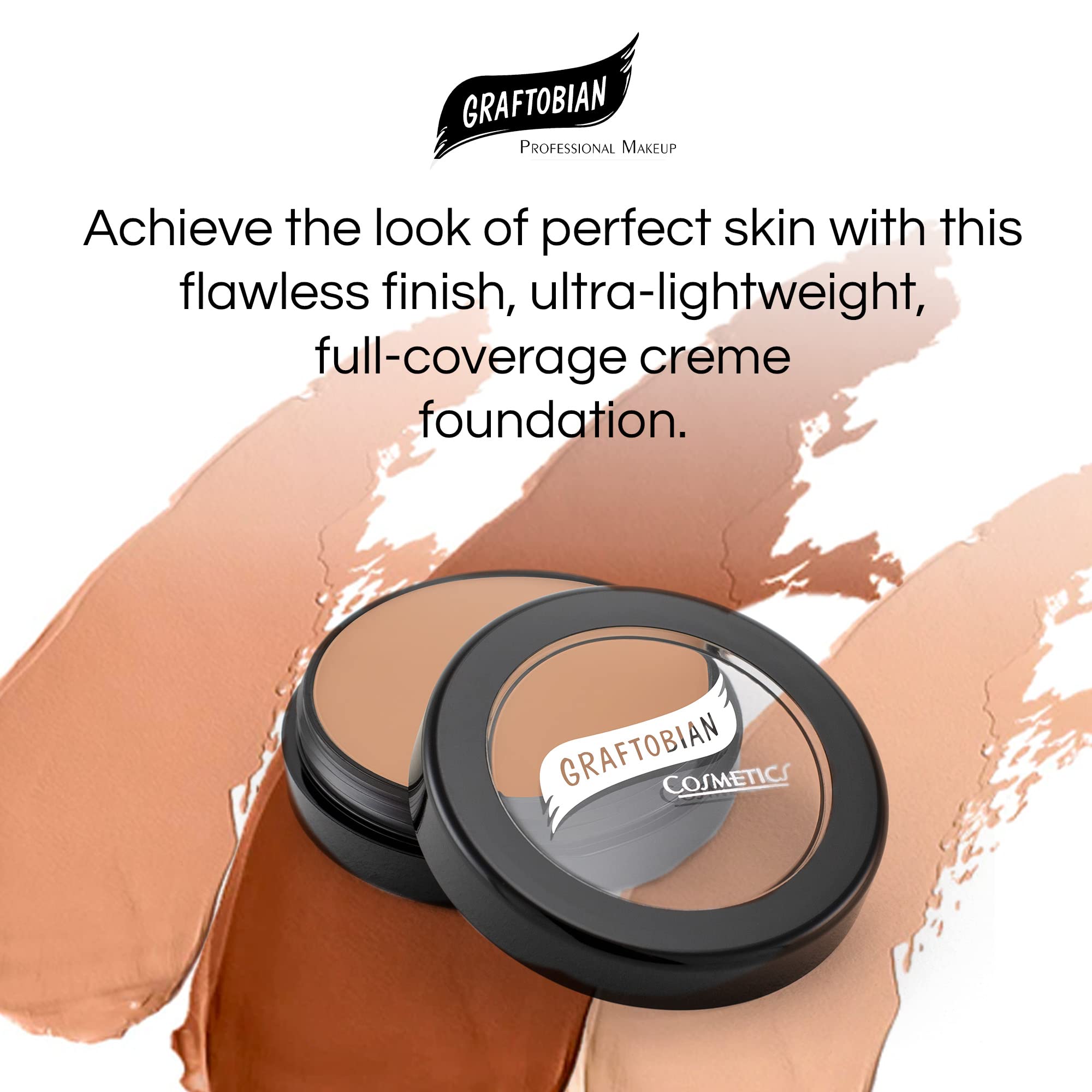 Graftobian HD Glamour Creme Foundation – 1/2oz, Weightless Full Coverage, 65 Shades, Bisque