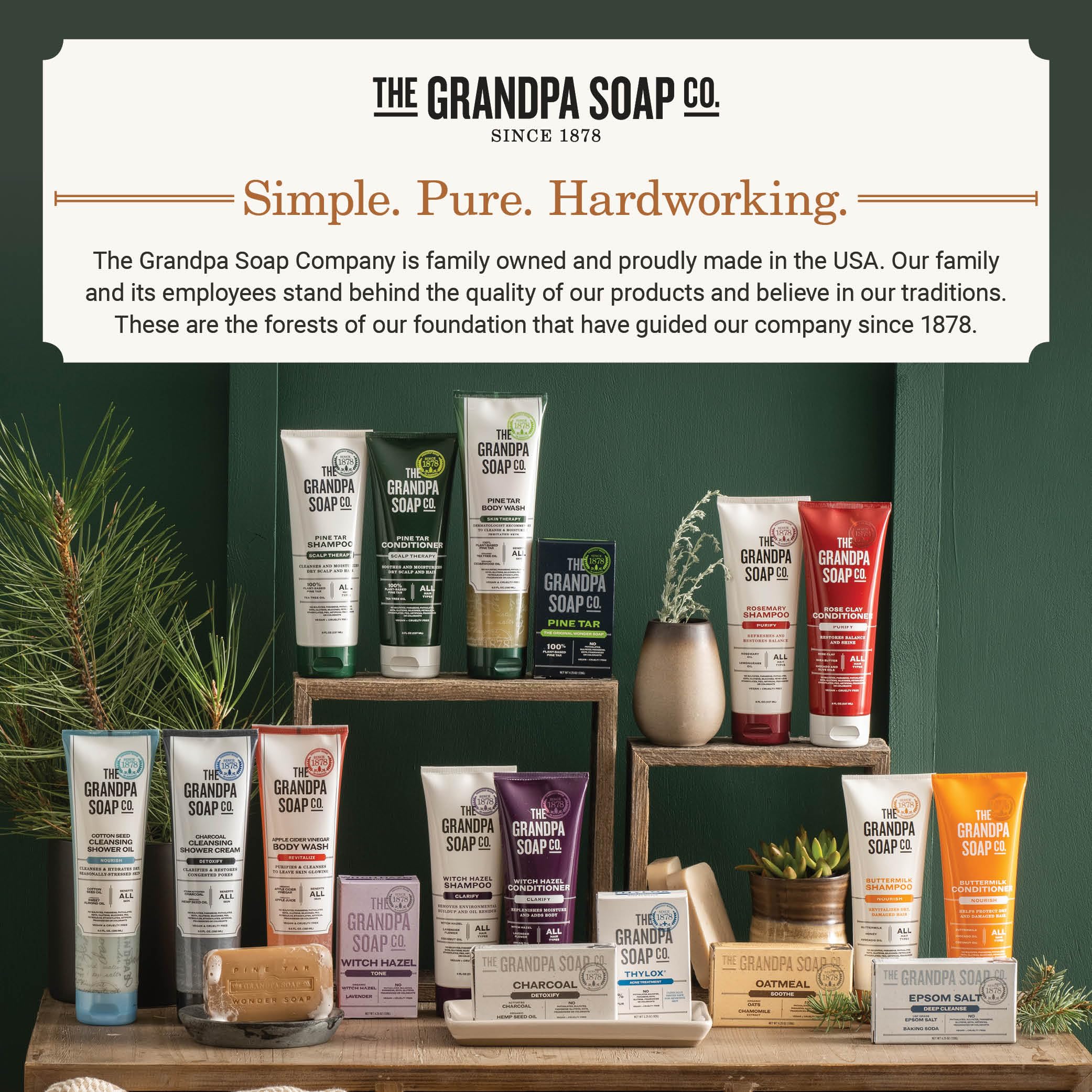 The Grandpa Soap Company Epsom Salt Bar Soap – Deep Cleansing, Vegan, 3 Pack (4.25 oz each)