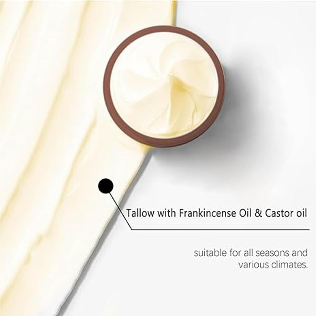 Grass-fed Beef Tallow Cream with Castor Oil & Frankincense — 60g Organic Moisturizer for Face, Body & Hands