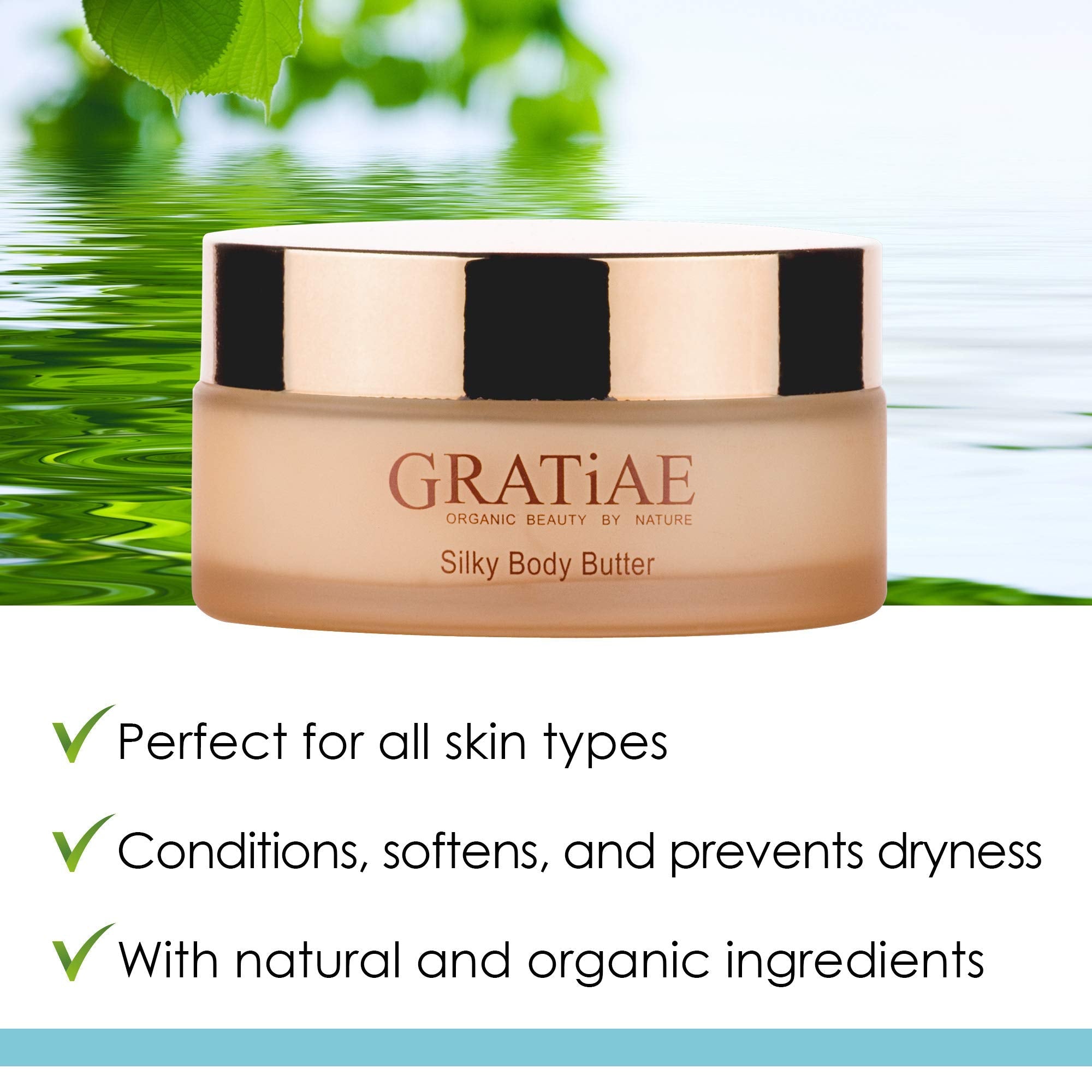 Gratiae Organic Silky Body Butter – Hydrating Shea Cream for Neck & Decollete
