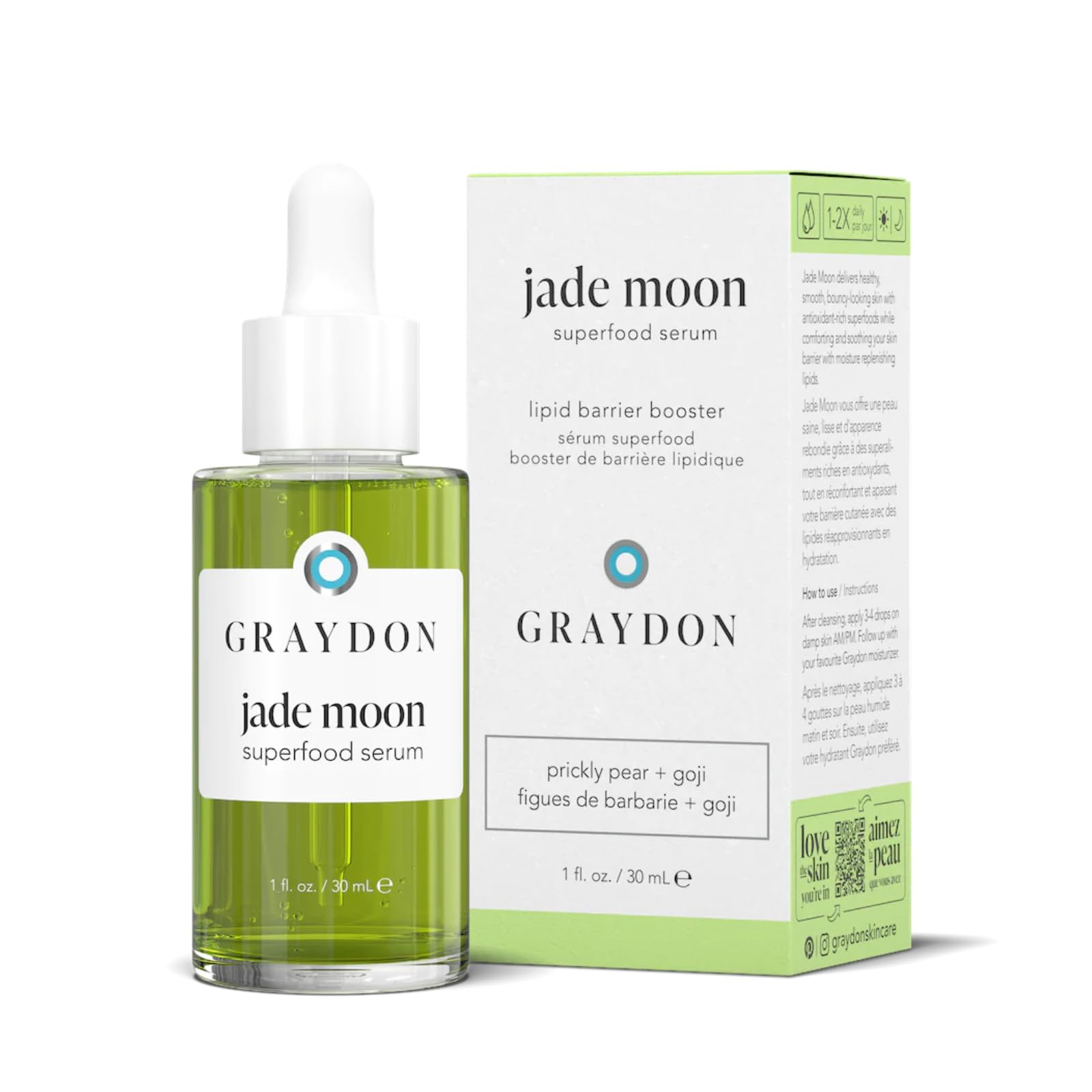 Graydon Jade Moon Superfood Serum — Hydration & Soothing Skincare (1oz)
