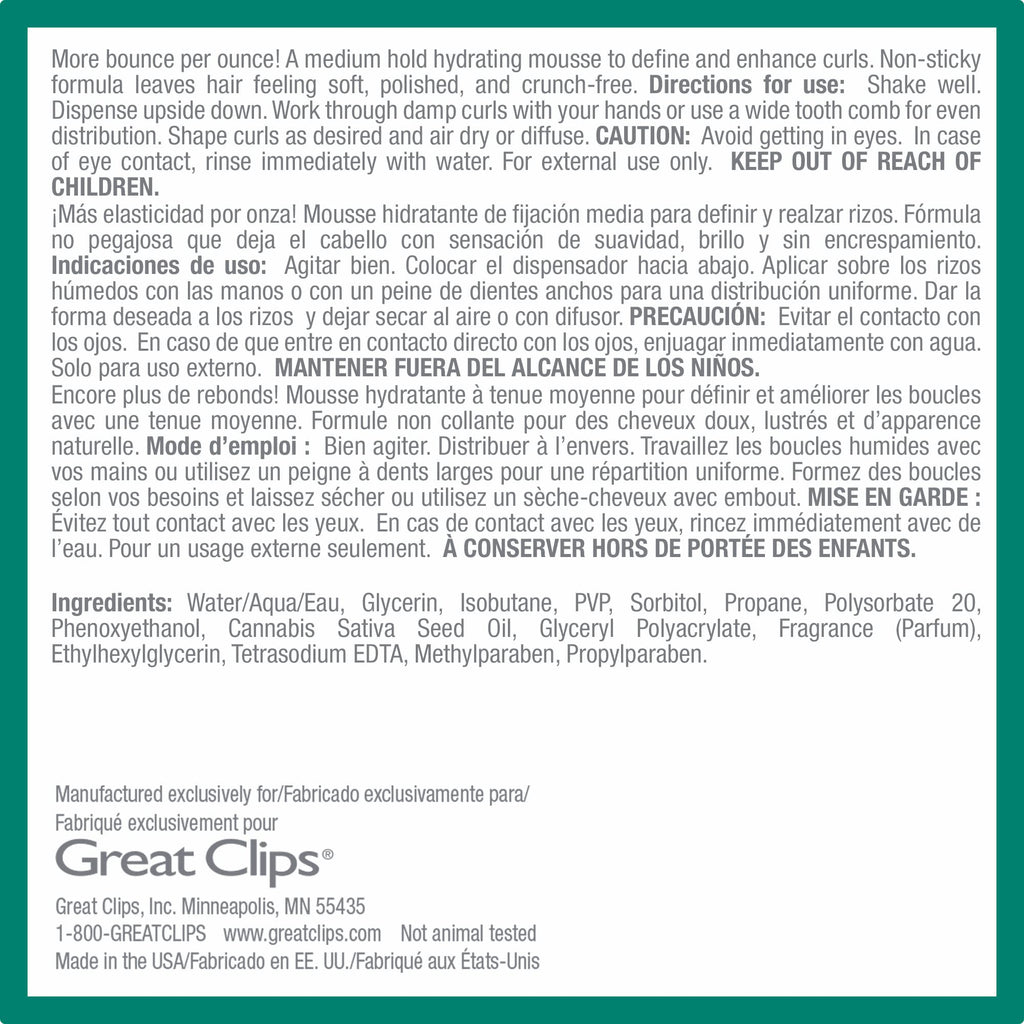 GREAT CLIPS Solutions Curl Whipped Mousse 8.5oz | Define & Enhance Curls | Wavy to Curly Hair
